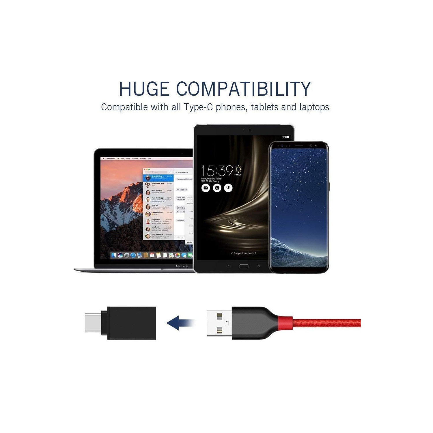 Adaptateur USB-C à USB, convertisseur USB-C mâle à USB 3,0 femelle de type C Thunderbolt 4/3 OTG pour MacBook Pro 2023, iMac iPad Mini 6/Pro, Samsung