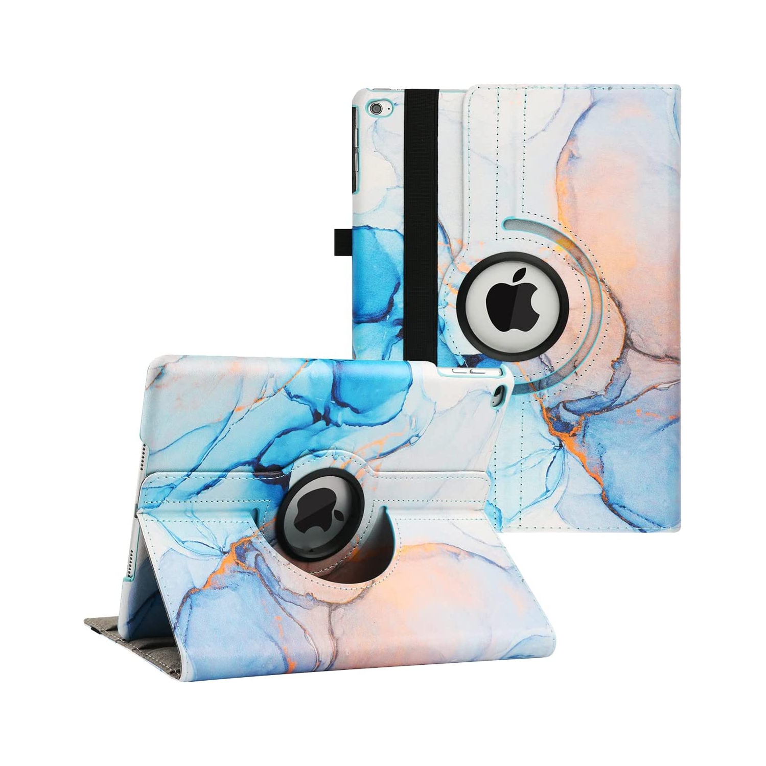 New iPad 9.7 2018 2017/ iPad Air 2/ iPad Air 1 Case - 360 Degree Rotating Stand Protective Cover Smart Case with Auto Sleep/Wake for Apple iPad 5th/6th Generation (Marble Blue)