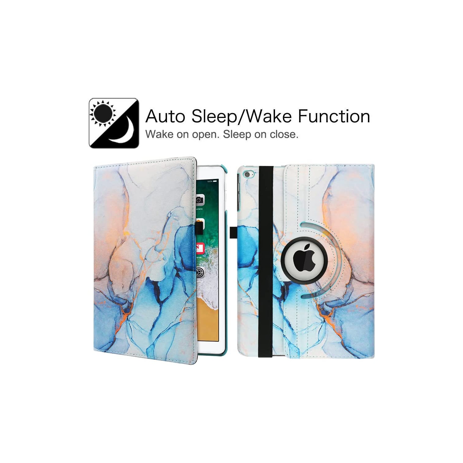 New iPad 9.7 2018 2017/ iPad Air 2/ iPad Air 1 Case - 360 Degree Rotating Stand Protective Cover Smart Case with Auto Sleep/Wake for Apple iPad