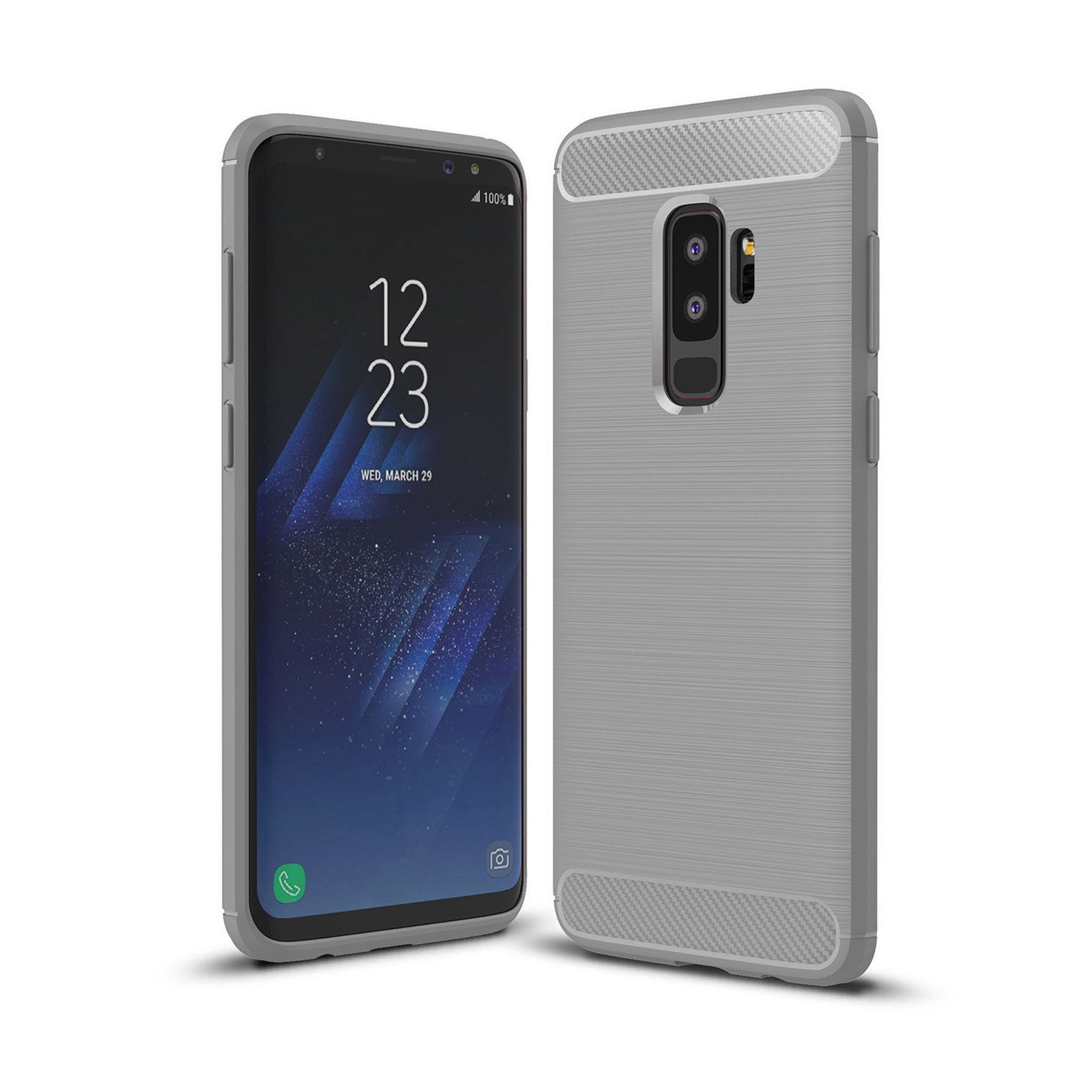 PANDACO Grey Brushed Metal Case for Samsung Galaxy S9+