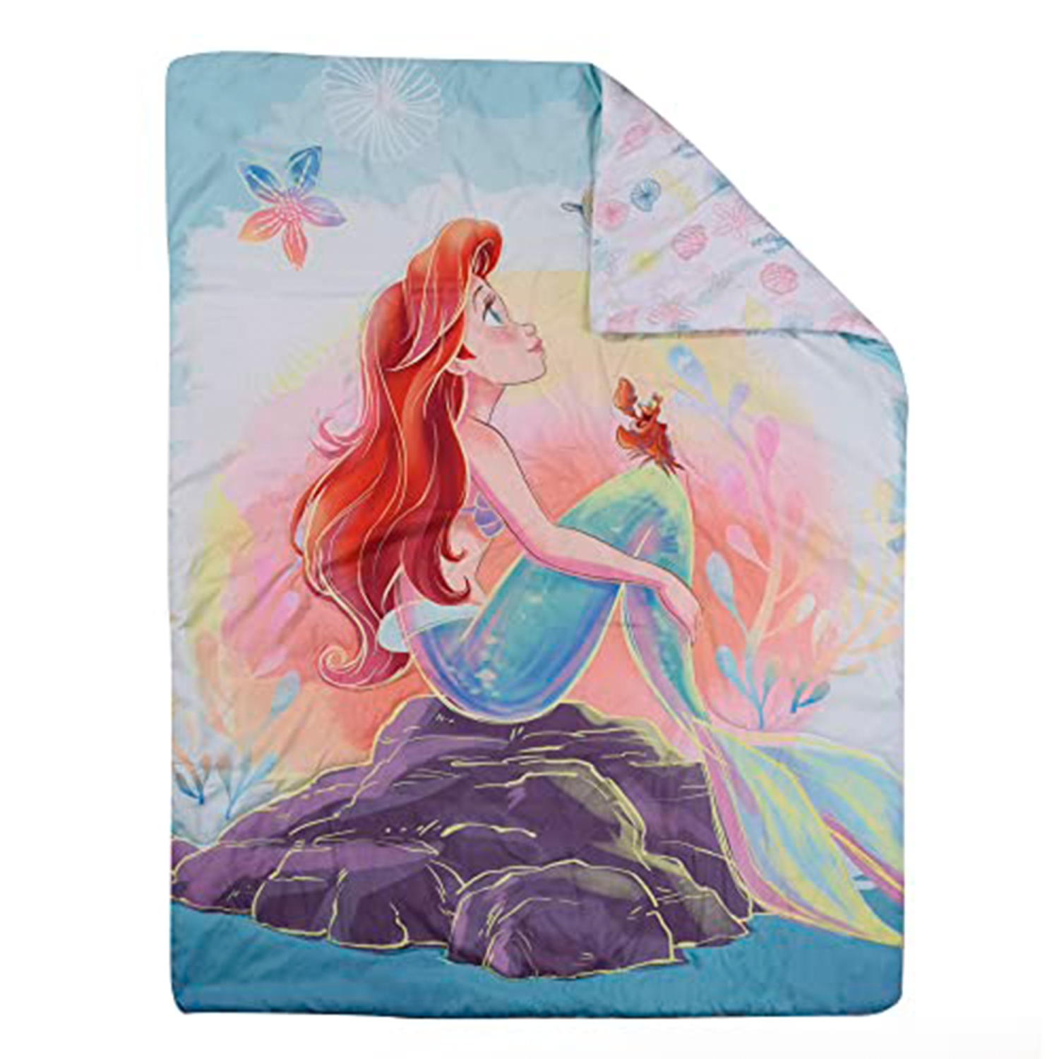 Little Mermaid 3 Piece Toddler Bedding Set Is A Dream Come True, Includes A Cozy Comforter, Fitted Sheet, And Pillowcase For The Perfect Night's