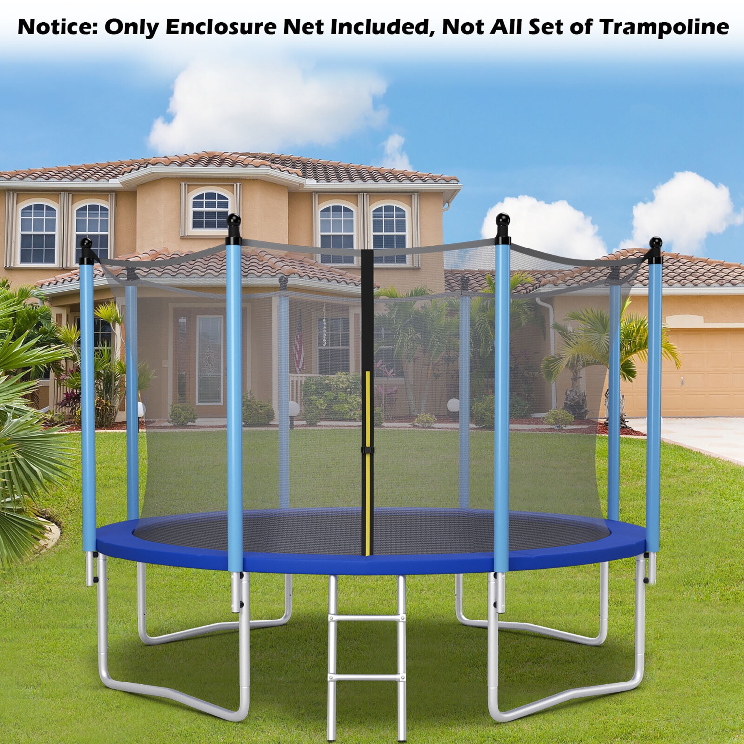 Gymax 16FT Trampoline Replacement Safety Enclosure Net for 12 Poles Weather-Resistant