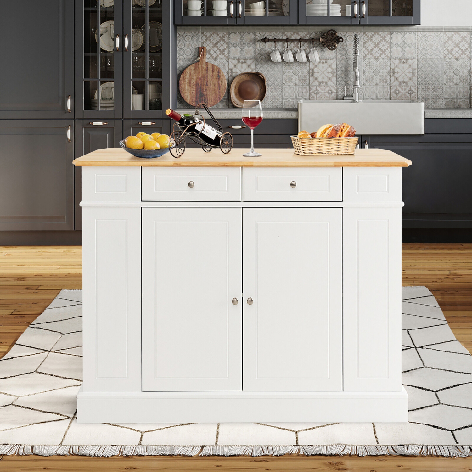 Julia Stainless Steel Top Island W/x-Back Stools | Crosley Furniture
