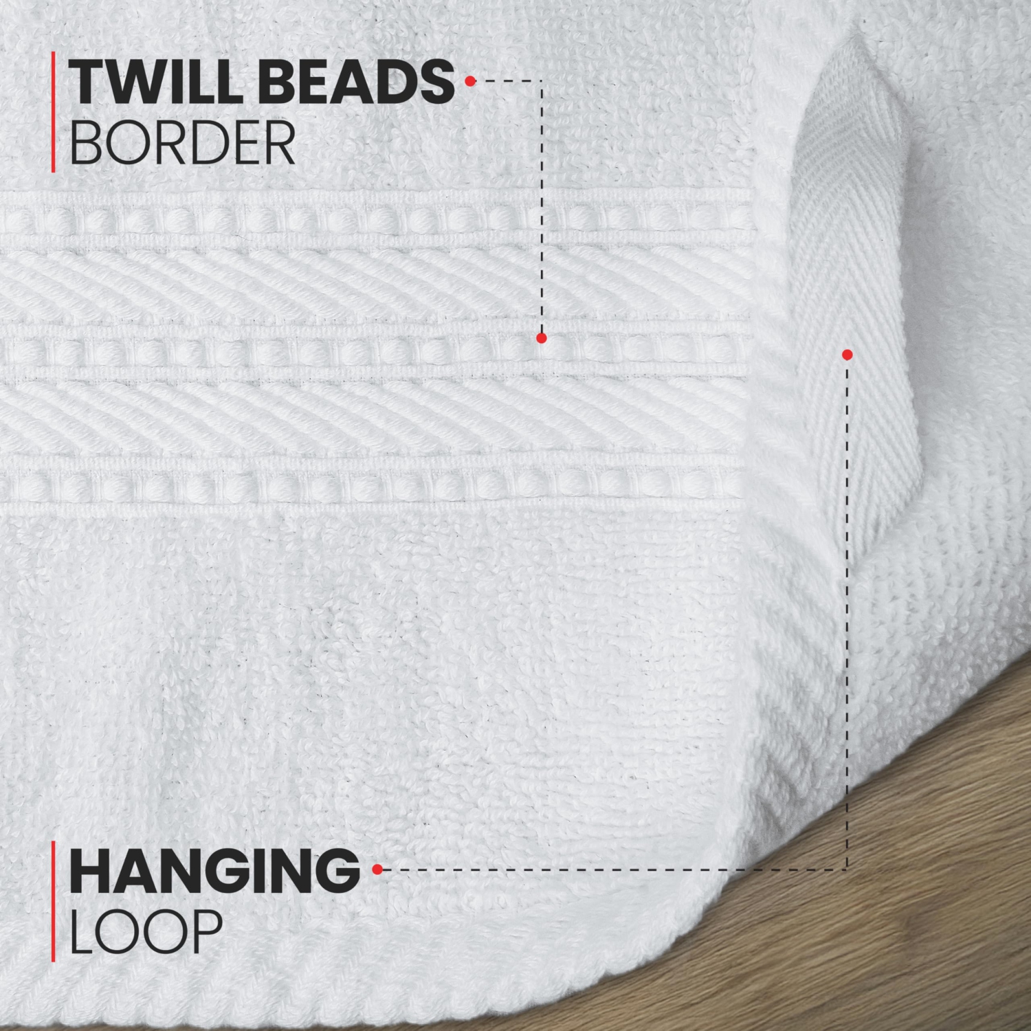 Serviettes Everest de luxe de Canadian Linen, paquet de 6 en coton doux absorbant, séchage rapide, léger, blanc&nbsp;