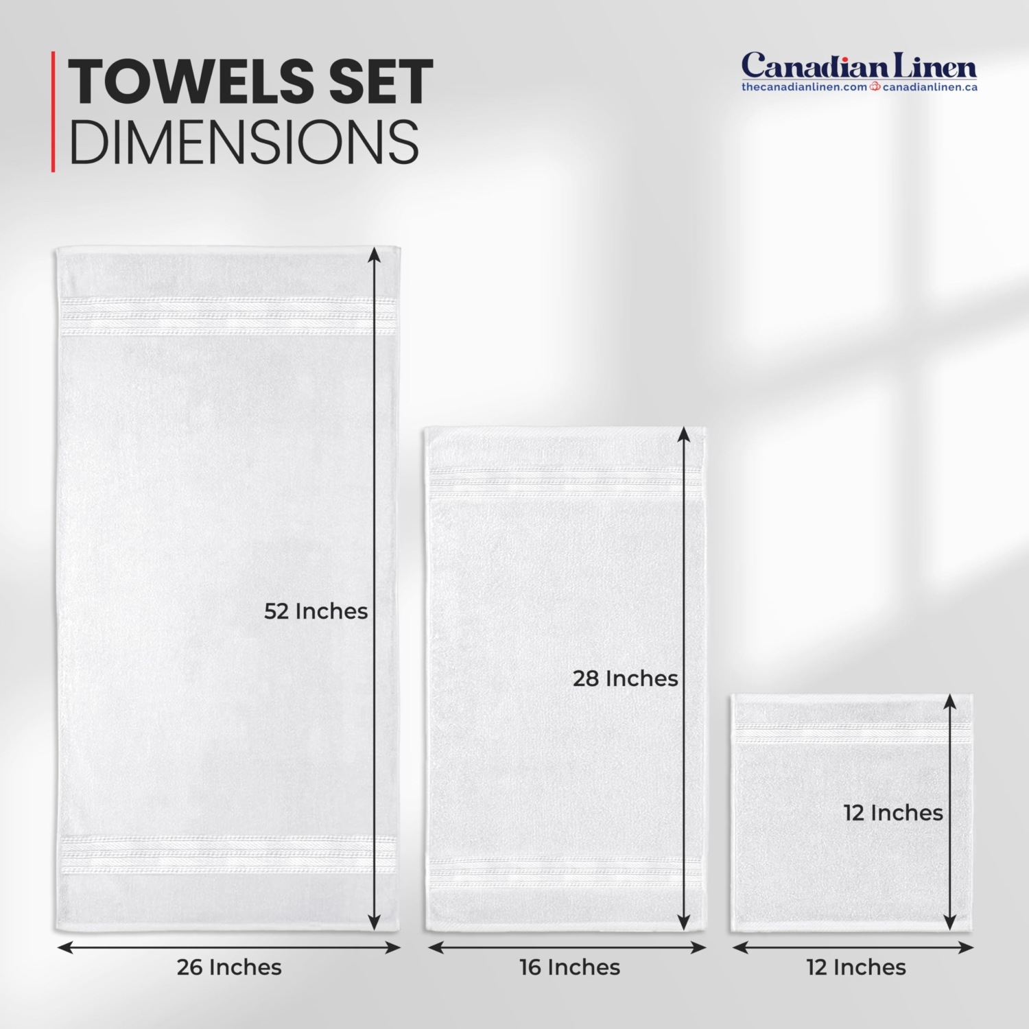 Serviettes Everest de luxe de Canadian Linen, paquet de 6 en coton doux absorbant, séchage rapide, léger, blanc&nbsp;