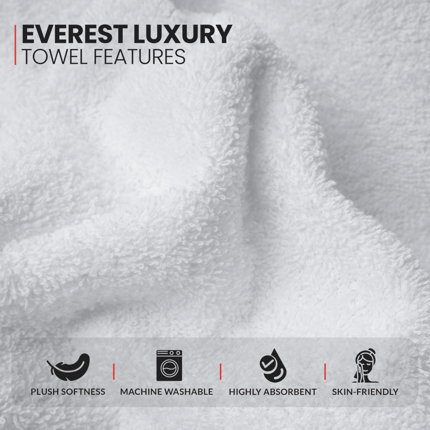 Serviettes Everest de luxe de Canadian Linen, paquet de 6 en coton doux absorbant, séchage rapide, léger, blanc&nbsp;