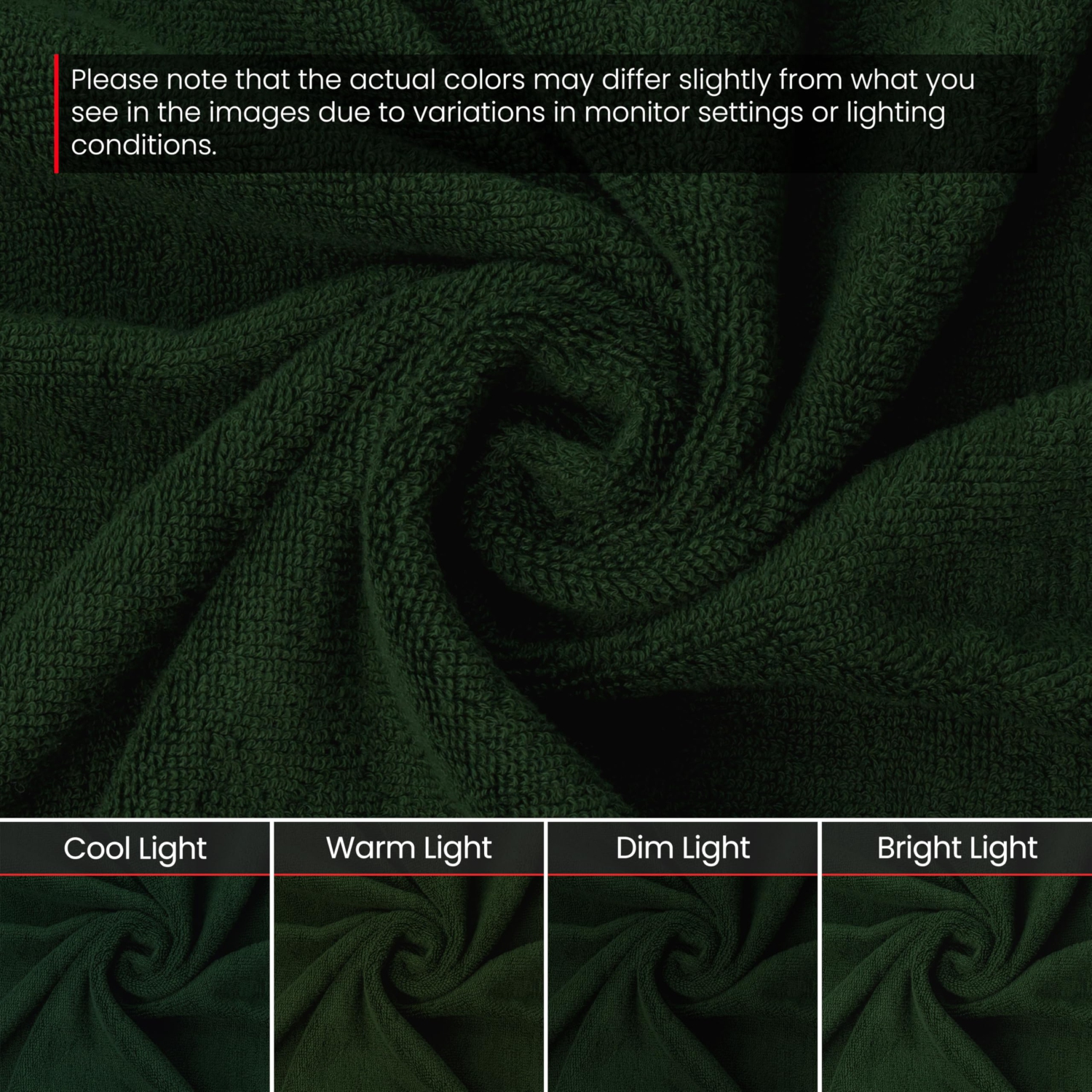 Serviettes de golf en lin de luxe Everest de Canadian Linen, paquet de 6 légères en coton doux et absorbant, séchage rapide, pour le sport, vert