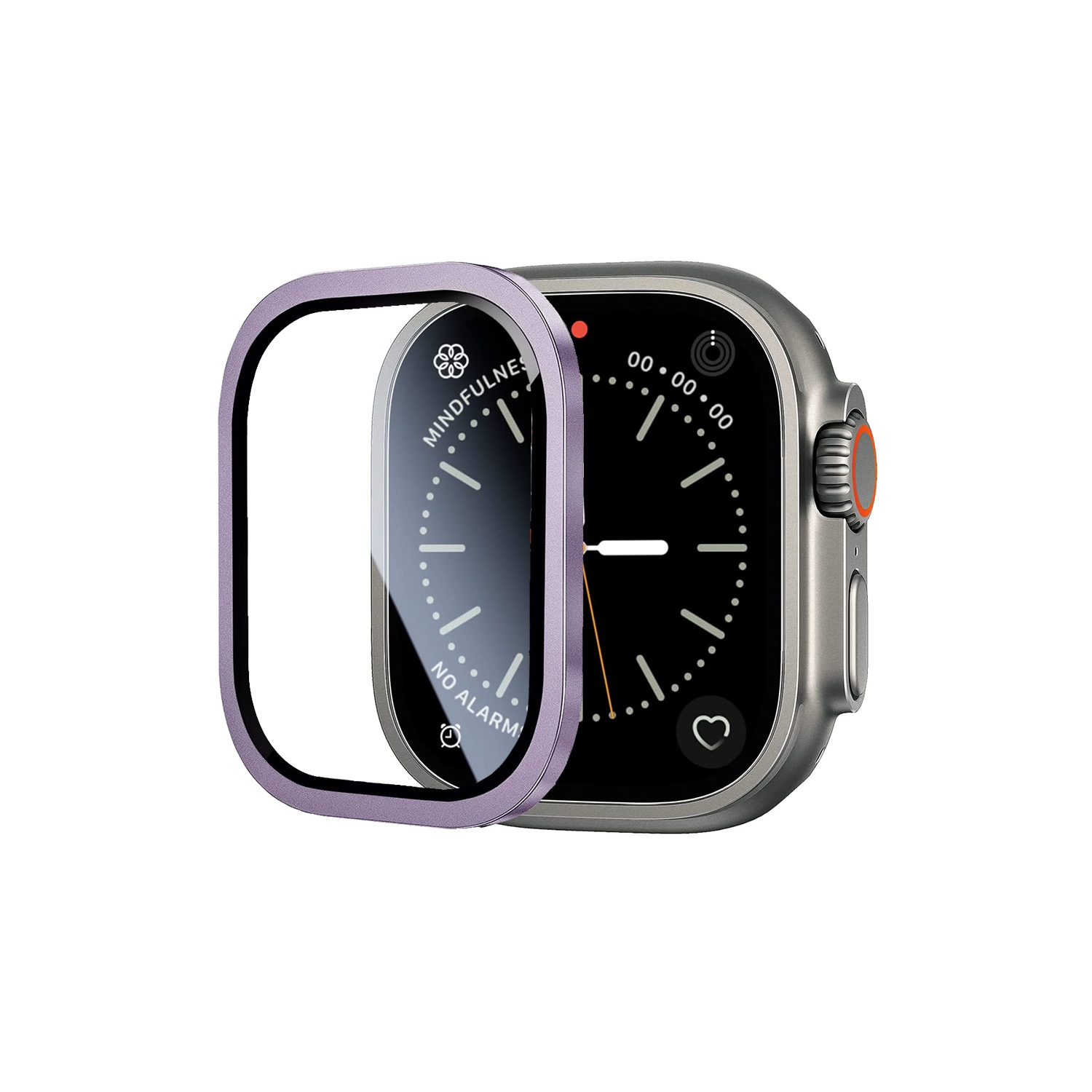 Protecteur d'écran XCRS Premium avec anneau de finition en métal pour Apple Watch Ultra 49mm. Verre trempé + anneau de protection, sans bulles,