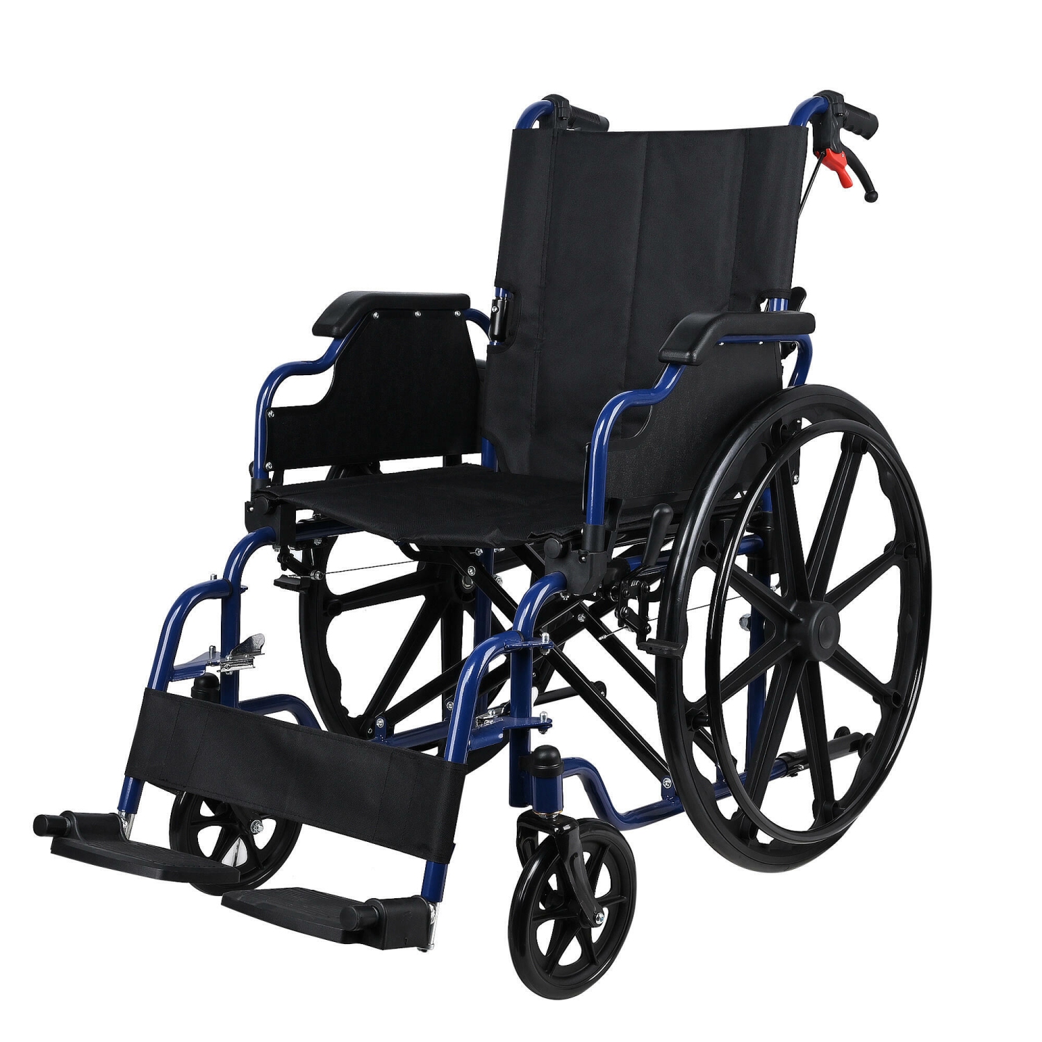 Lightweight Collapsible Transport Wheelchair with Swing Away Footrests, Foldable with 23.6" Rear Wheel Support Weight Up to 220 Lbs