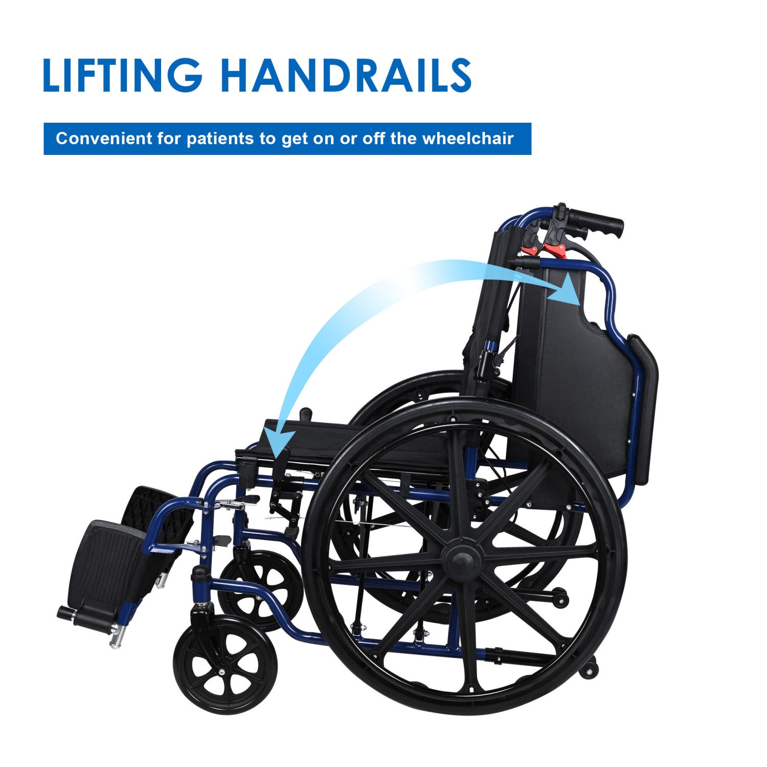 Lightweight Collapsible Transport Wheelchair with Swing Away Footrests, Foldable with 23.6" Rear Wheel Support Weight Up to 220 Lbs