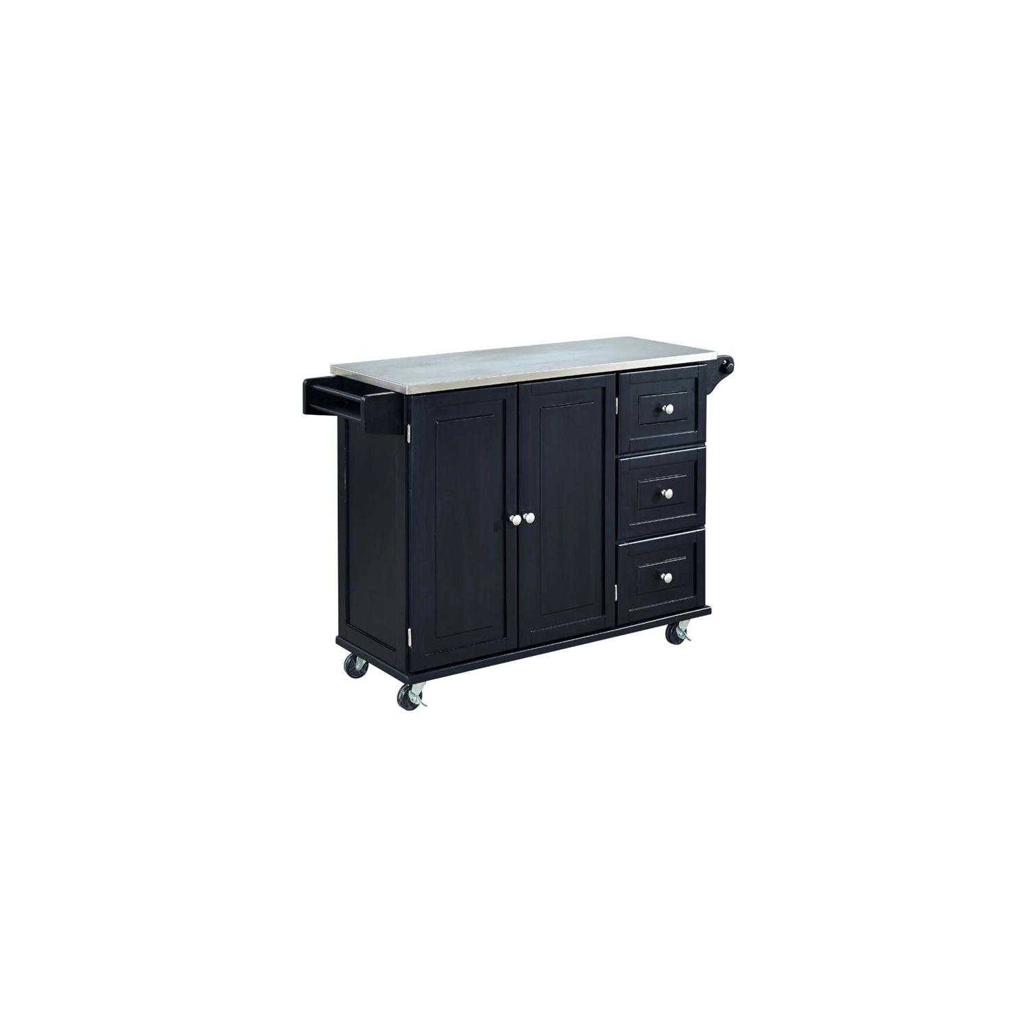 Pemberly Row Modern / Contemporary Wood Kitchen Cart in Black