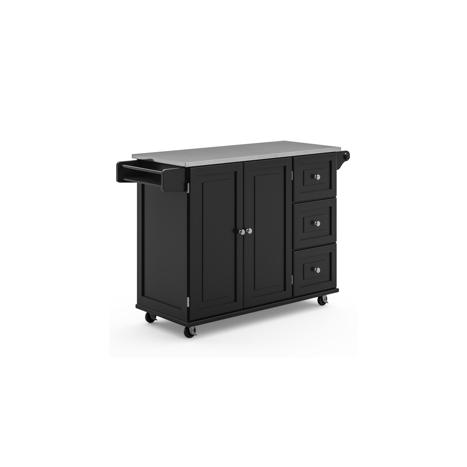 Pemberly Row Modern / Contemporary Wood Kitchen Cart in Black