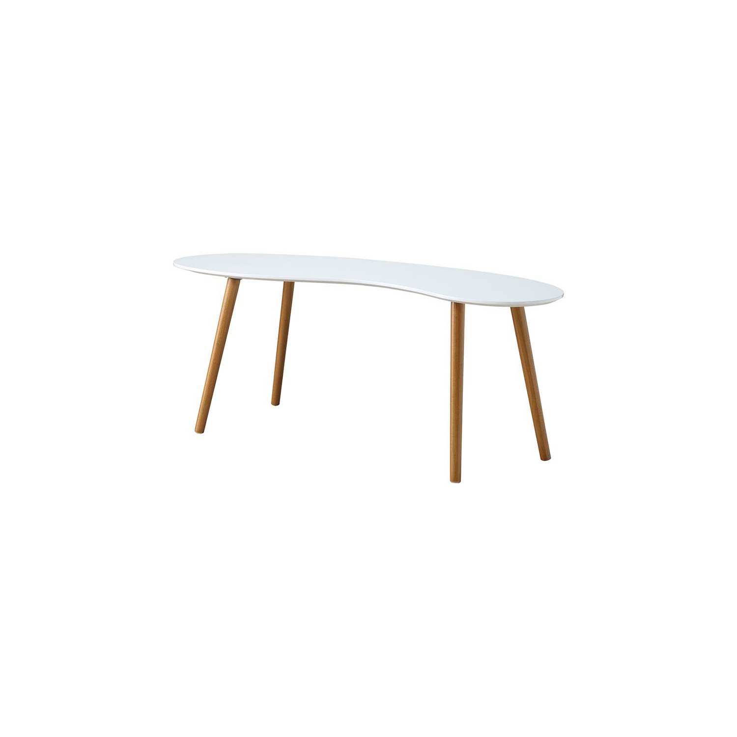 Pemberly Row Bean-Shaped Coffee Table in Glossy White Wood Finish