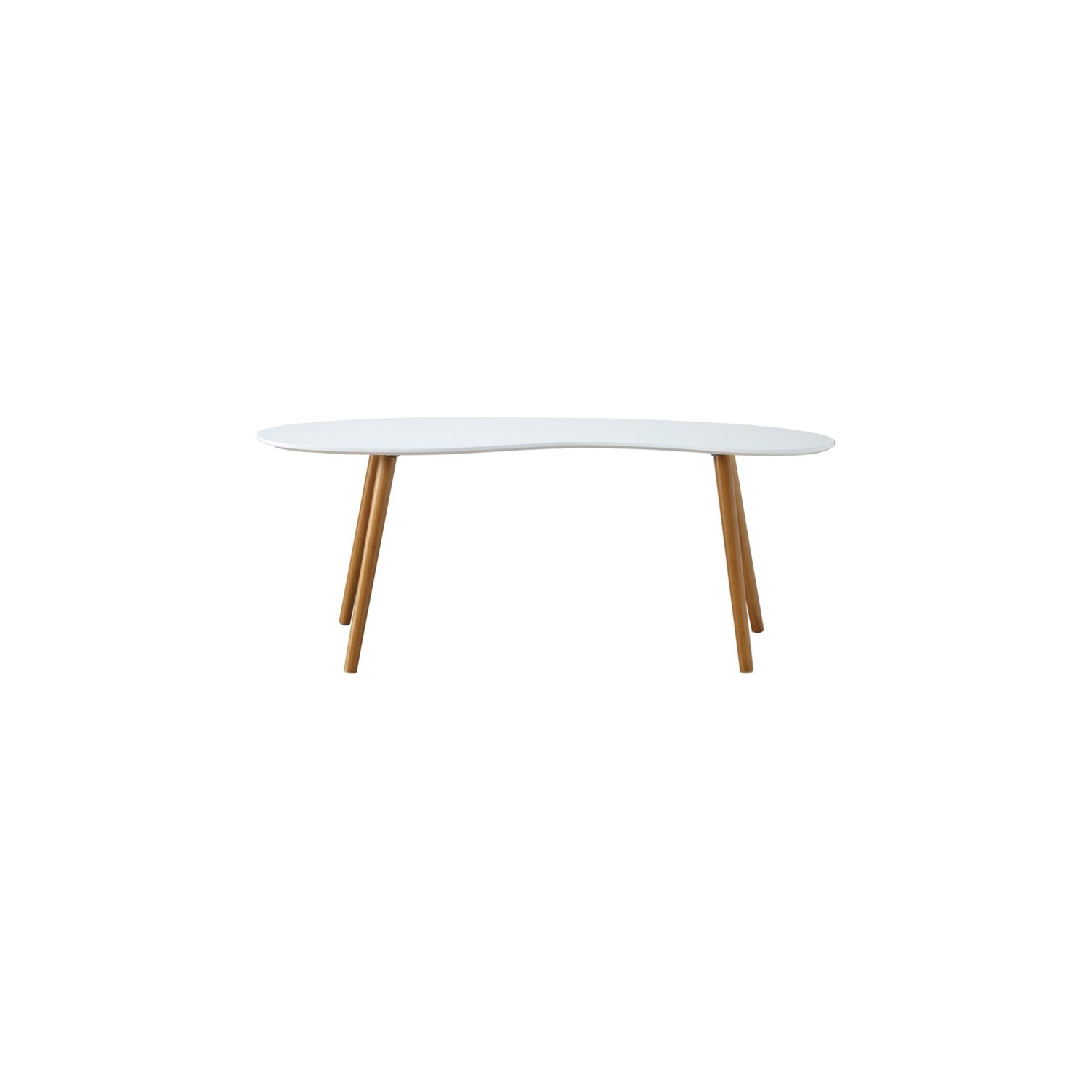 Pemberly Row Bean-Shaped Coffee Table in Glossy White Wood Finish