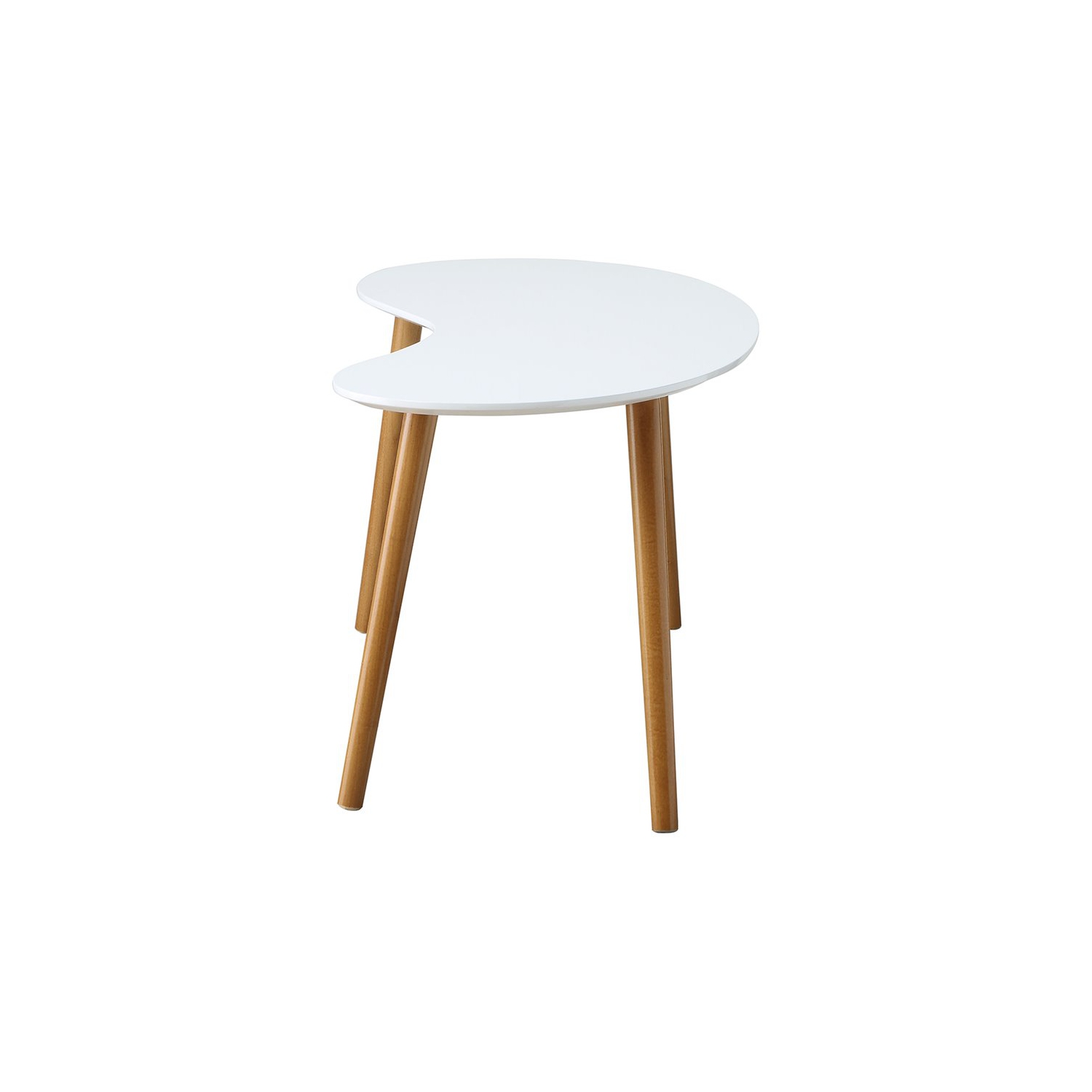 Pemberly Row Bean-Shaped Coffee Table in Glossy White Wood Finish