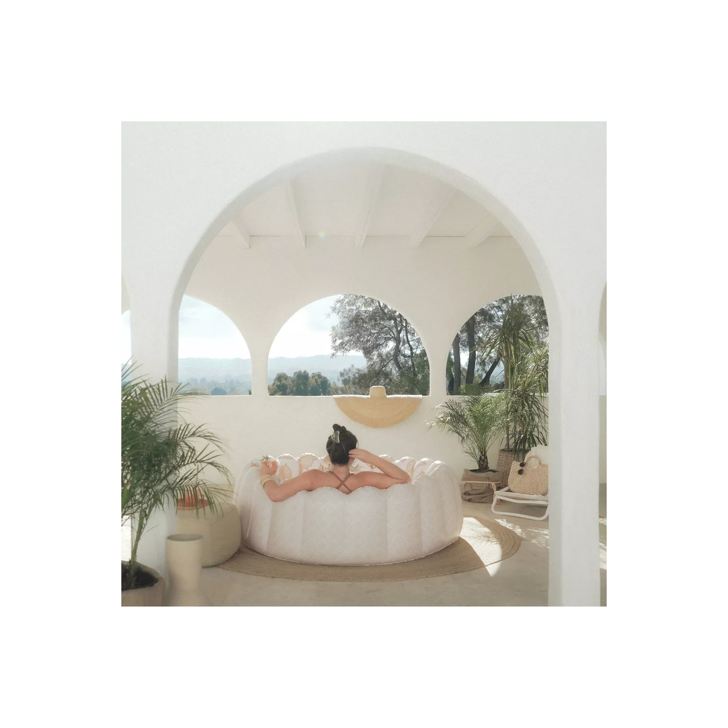 MINNIDIP Tufted Inflatable Pool - Rattan Palms