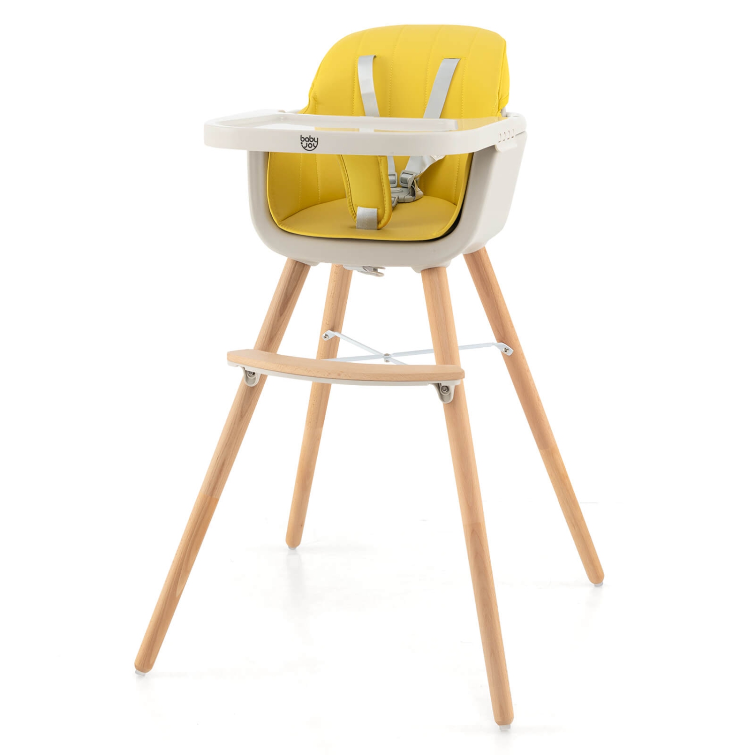Costway 3 in 1 Convertible Wooden High Chair Baby Toddler Highchair w/ Cushion