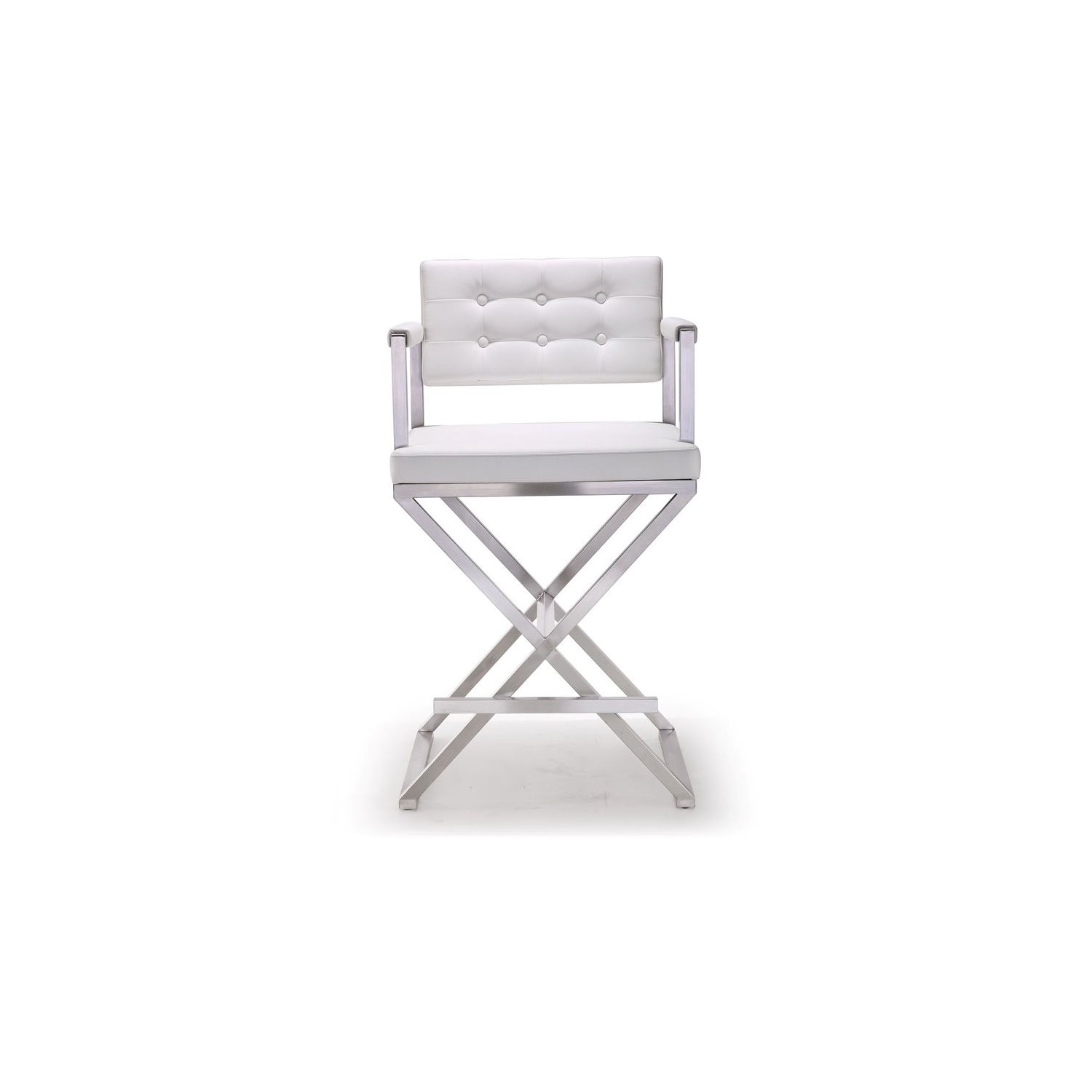 TOV Furniture Director 26" Stainless Steel/Fabric Counter Stool in White