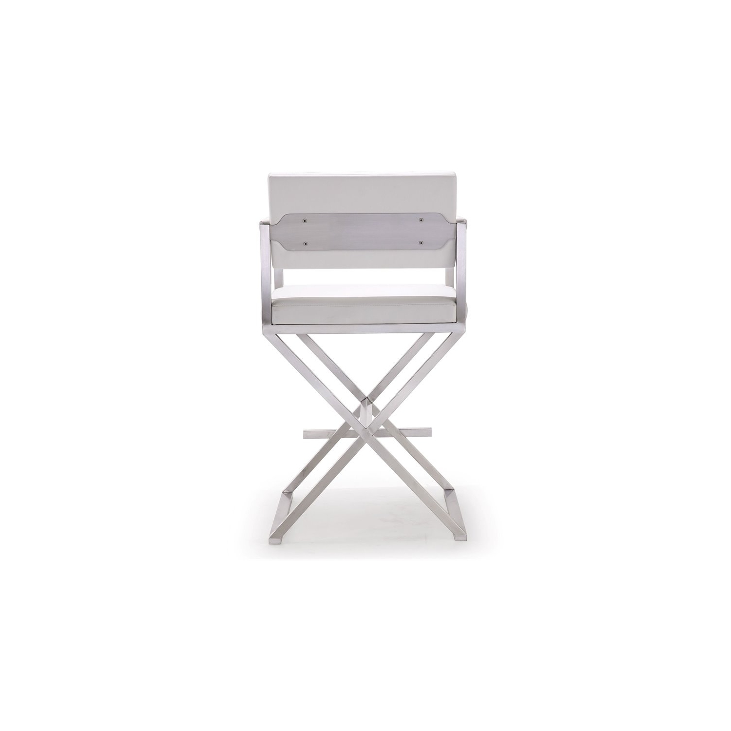 TOV Furniture Director 26" Stainless Steel/Fabric Counter Stool in White