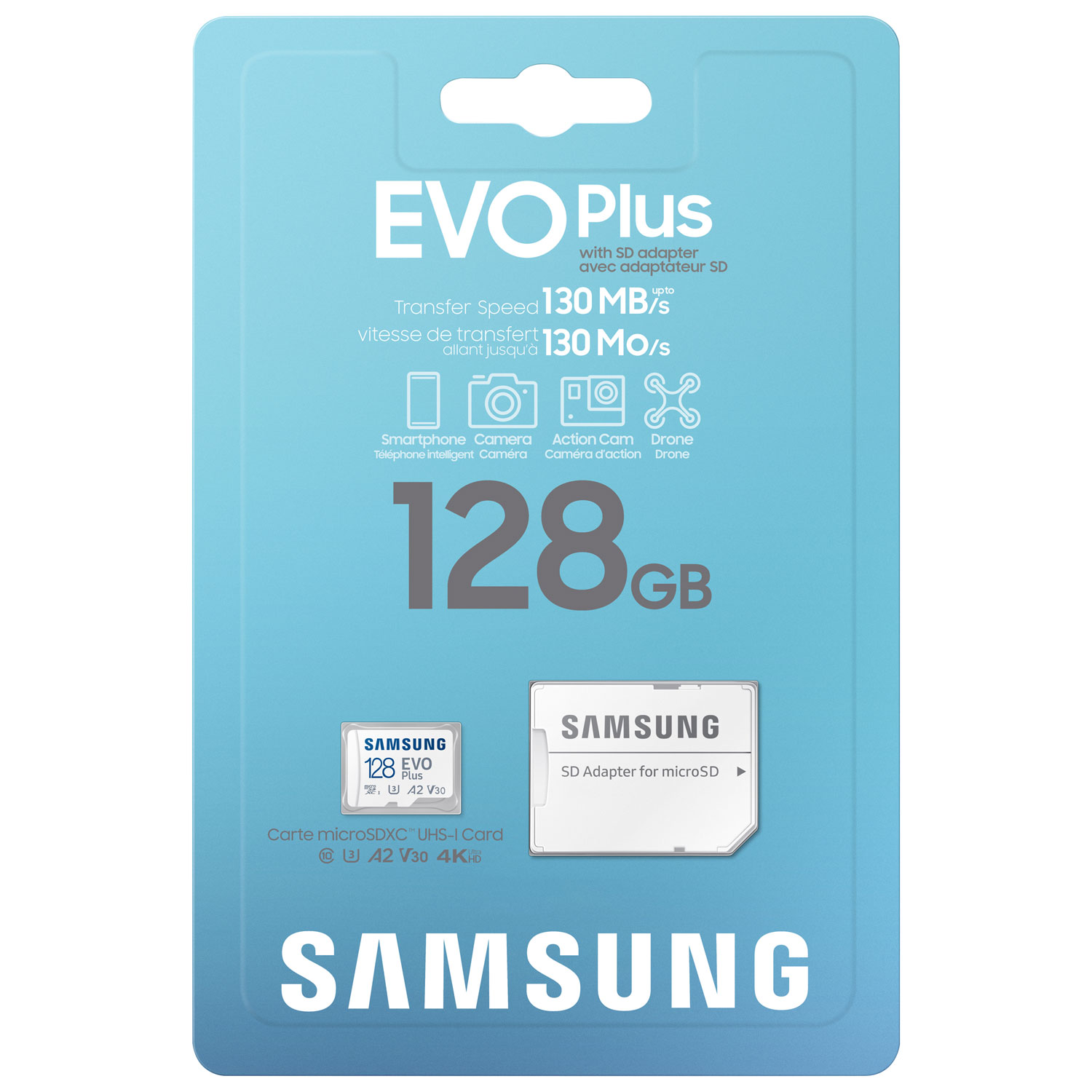 Samsung EVO Plus + Adapter 128GB 130MB/s microSDXC Memory Card