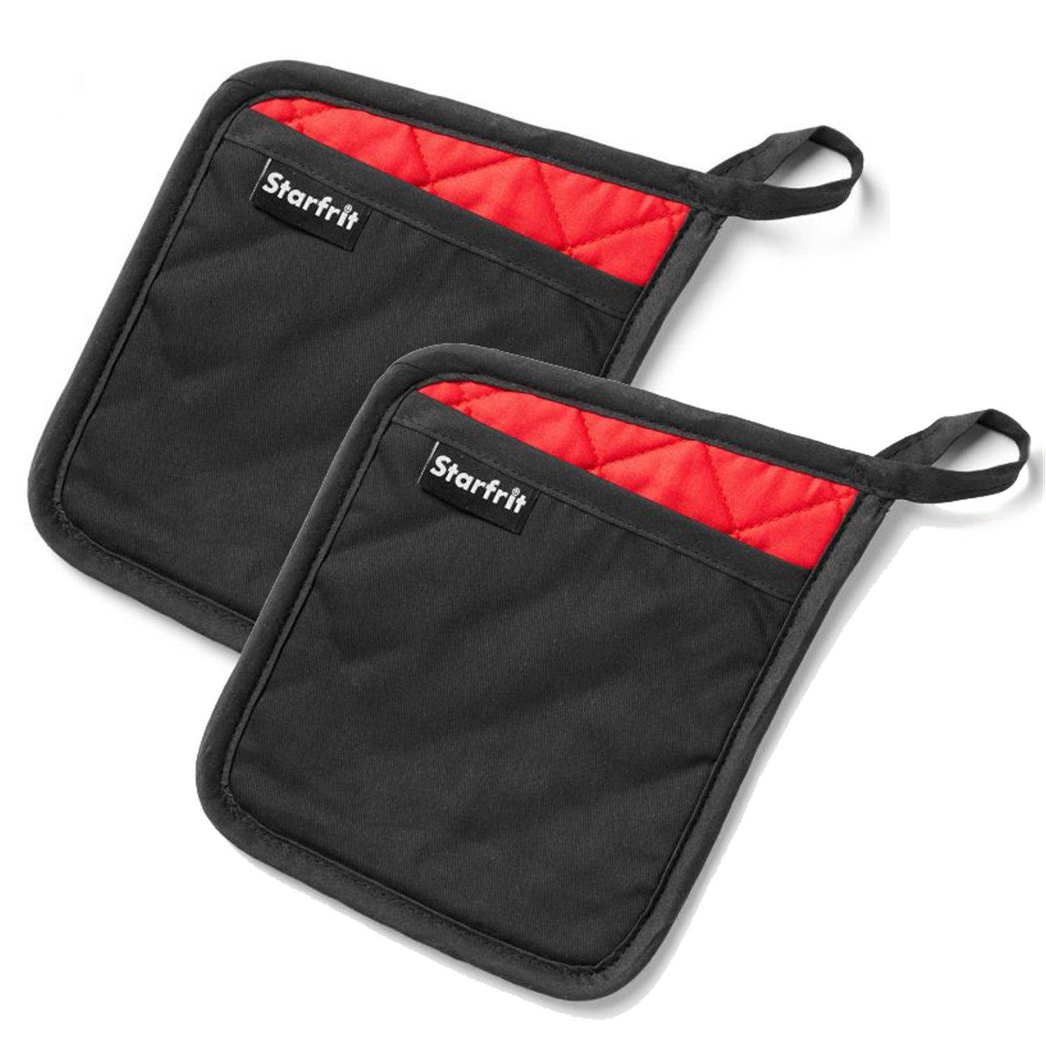 Starfrit - Set of 2 Neoprene Mitts/Trivets, Withstands up to 260 Degrees Celcius, Non-Slip Design, Black