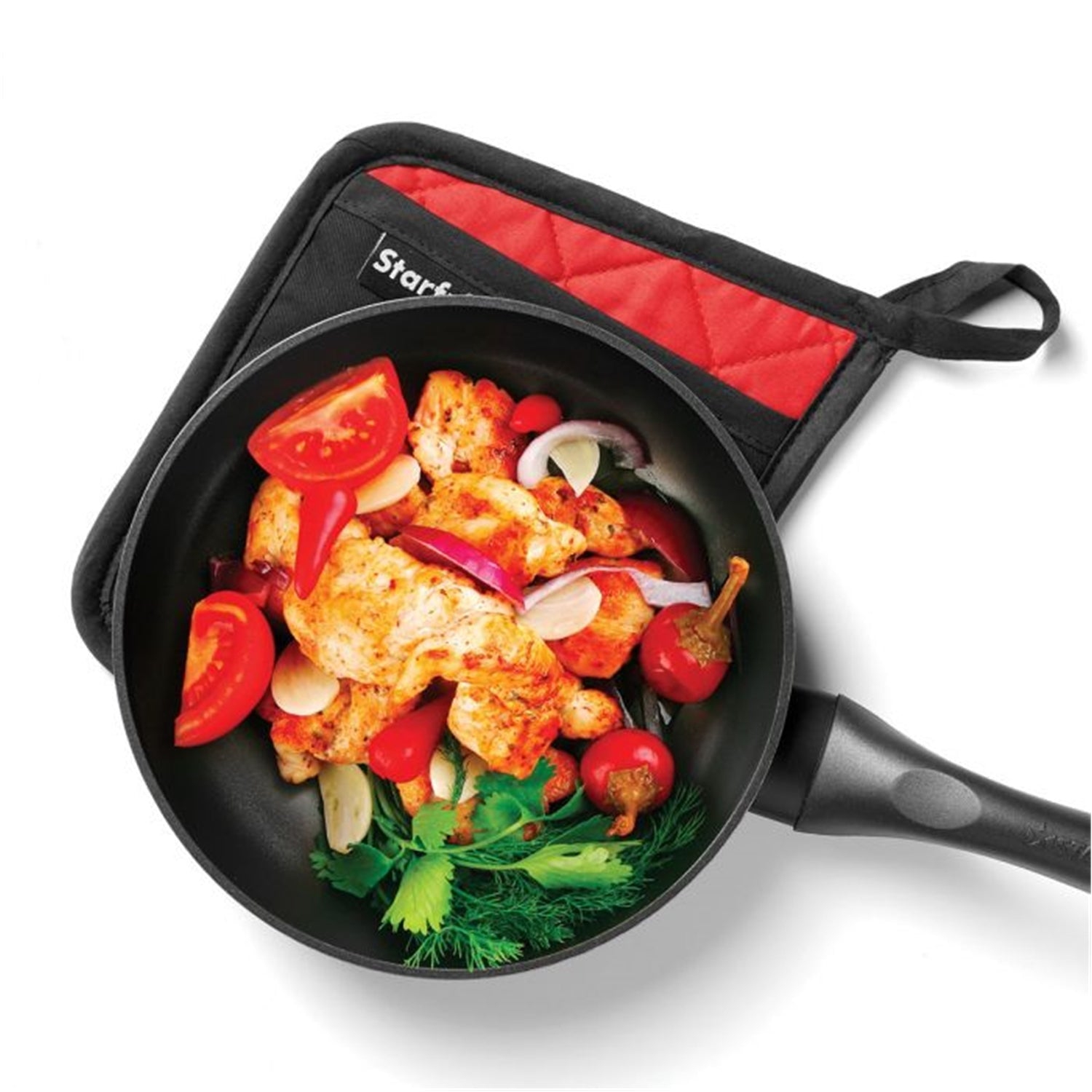 Starfrit - Set of 2 Neoprene Mitts/Trivets, Withstands up to 260 Degrees Celcius, Non-Slip Design, Black