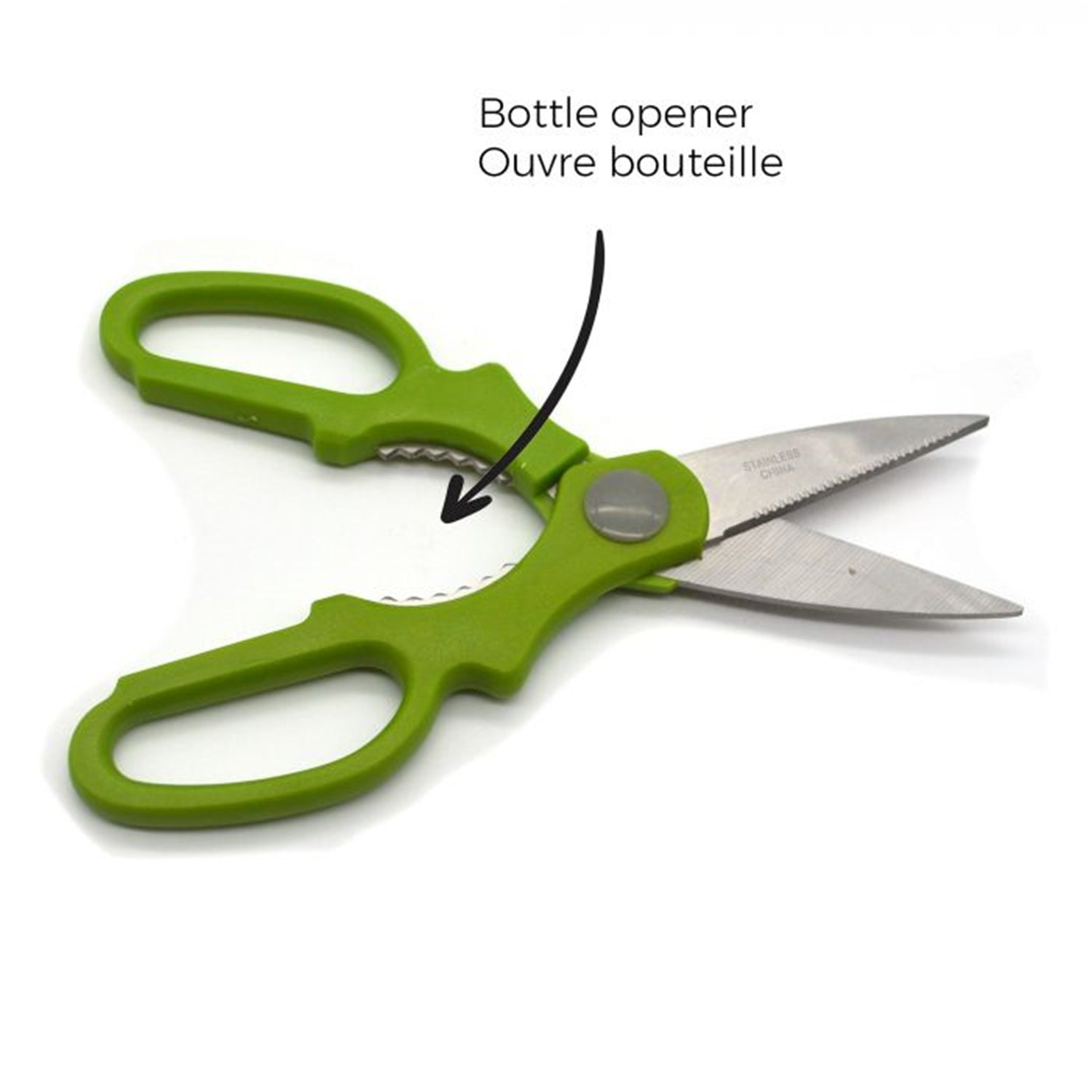 Starfrit - Ciseaux de Cuisine, Lame en Acier Inoxydable, Craque noix intégré, Vert