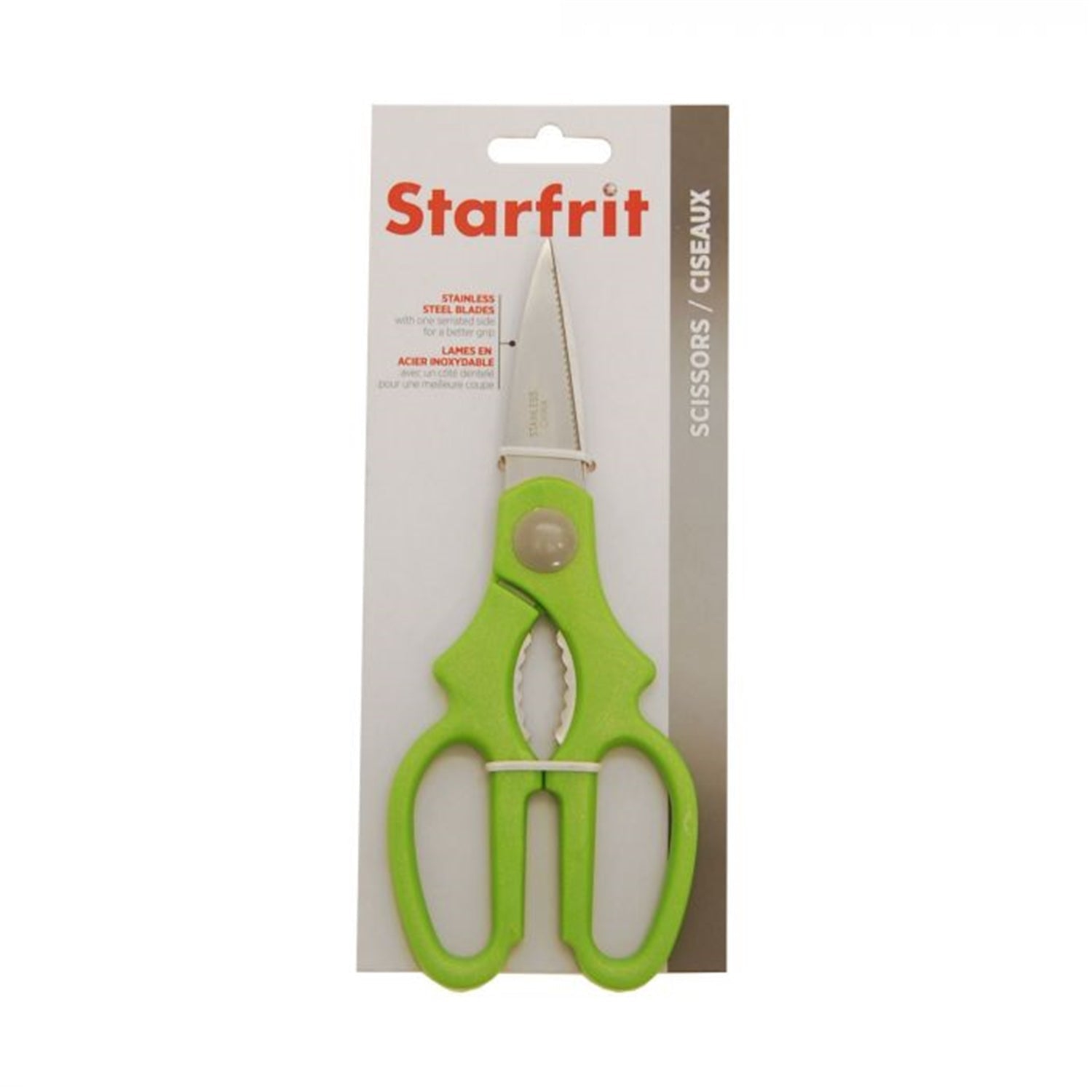 Starfrit - Ciseaux de Cuisine, Lame en Acier Inoxydable, Craque noix intégré, Vert