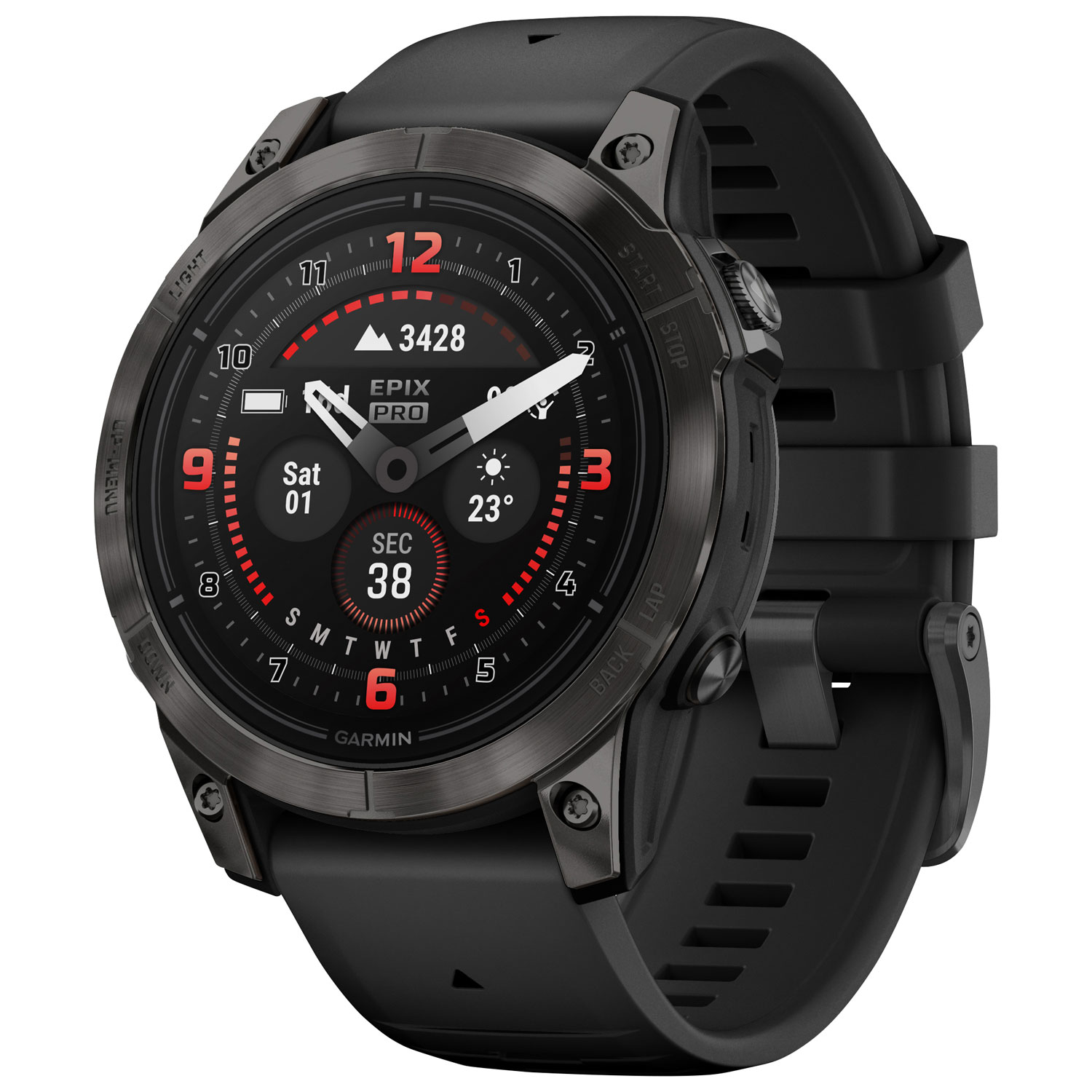 Garmin Epix Pro (Gen 2) Sapphire Edition 47mm GPS Watch with Heart Rate Monitor - Medium / Large - Black
