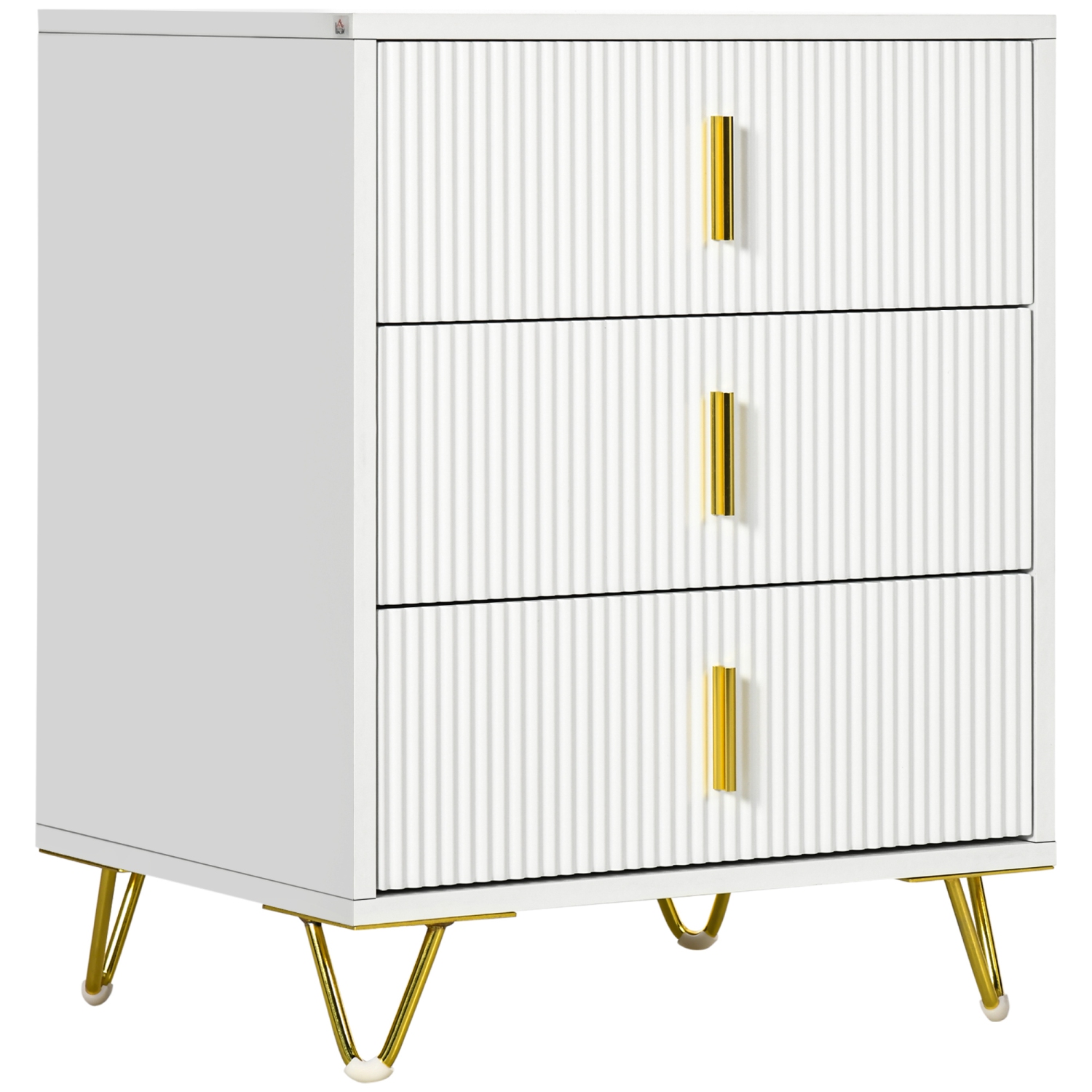 HOMCOM Dresser for Bedroom with 3 Drawers, Modern Chest of Drawers with Metal Legs and Steel Handles for Living Room, White