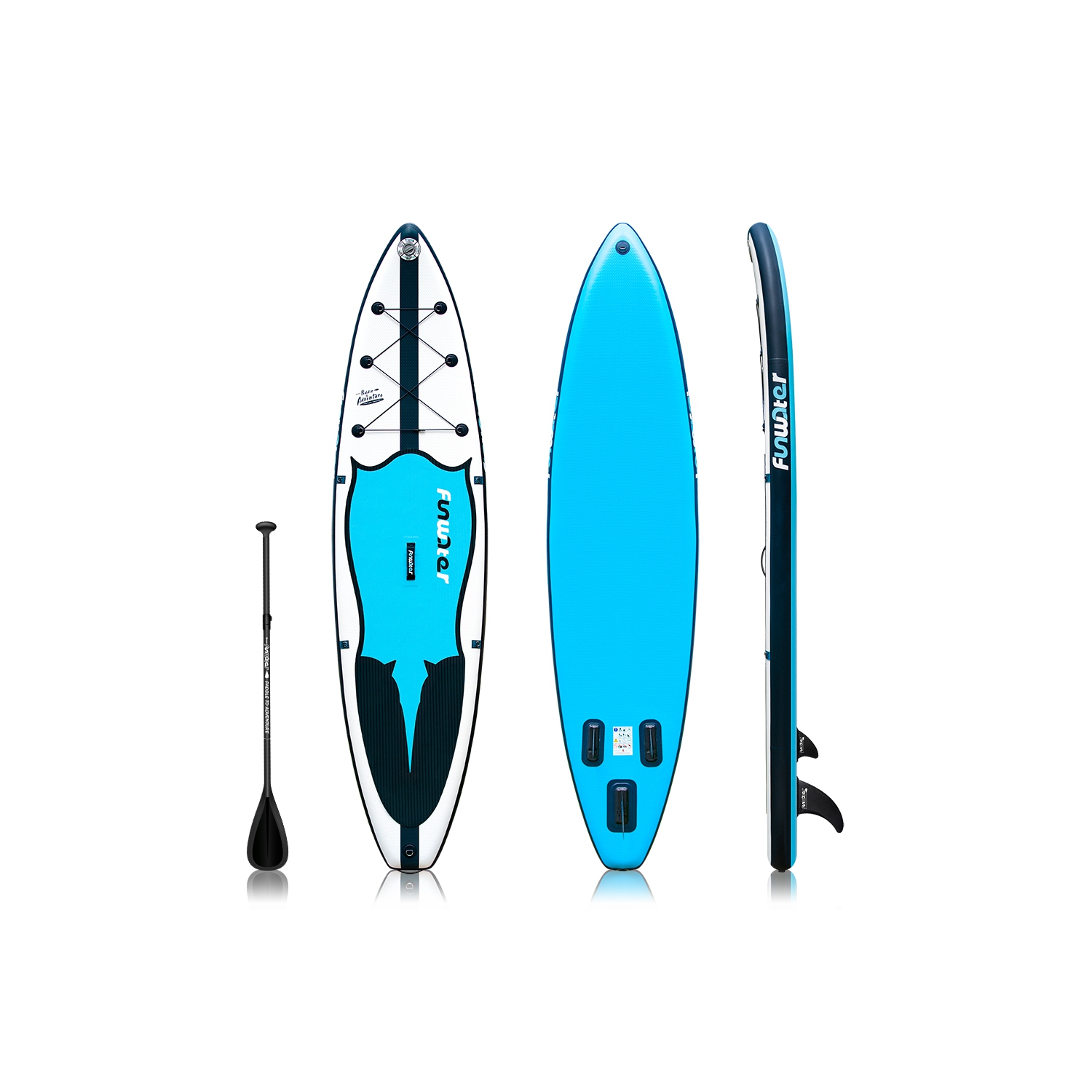FunWater Inflatable Stand Up Paddle Board SUP with Paddleboard Accessories-Manta Ray 11′ Blue