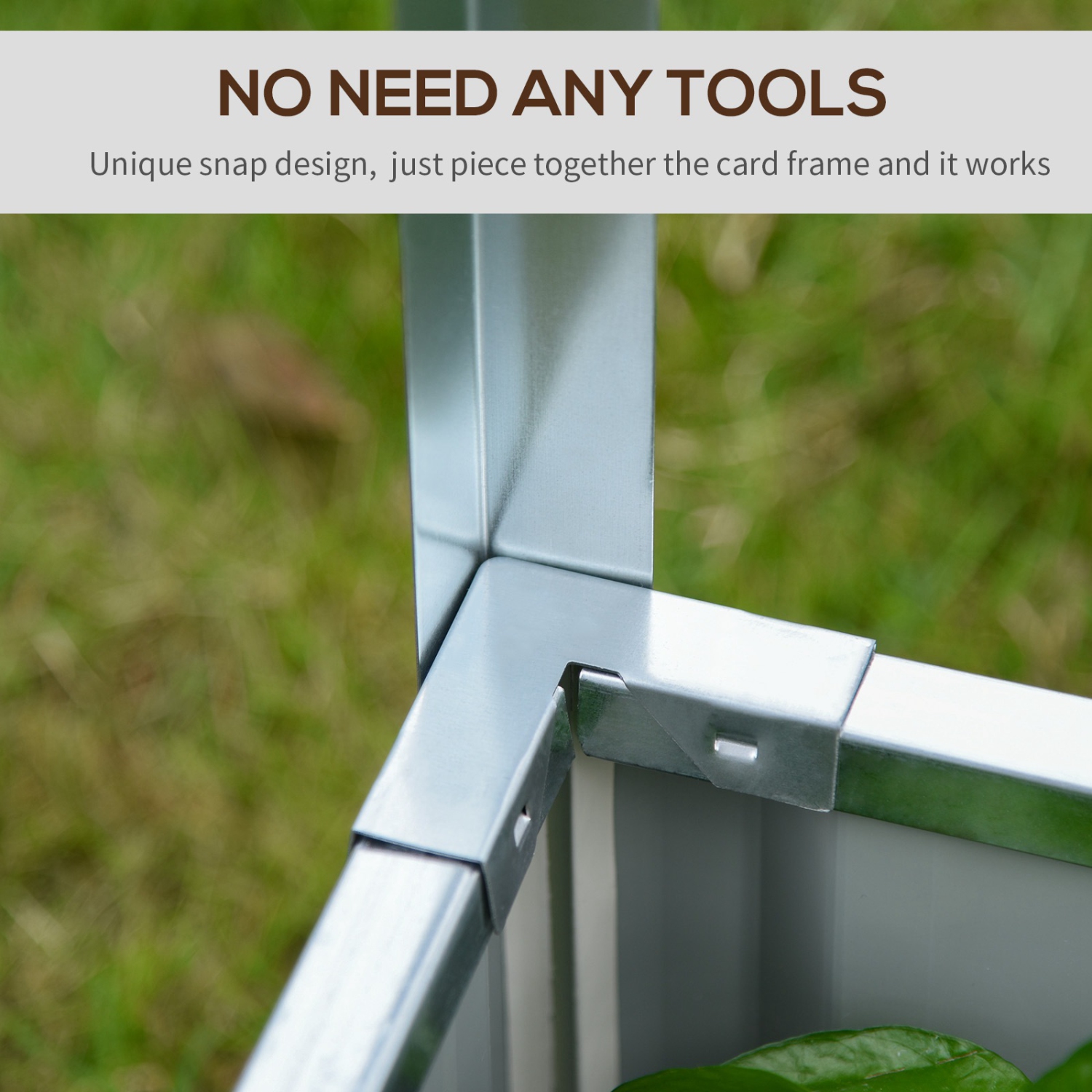 Outsunny Raised Garden Bed, 5.7 x 3 x 2.3ft Steel Planter Box Outdoor with Cover, Gloves for Growing Vegetables, Flowers, Herbs, Cream