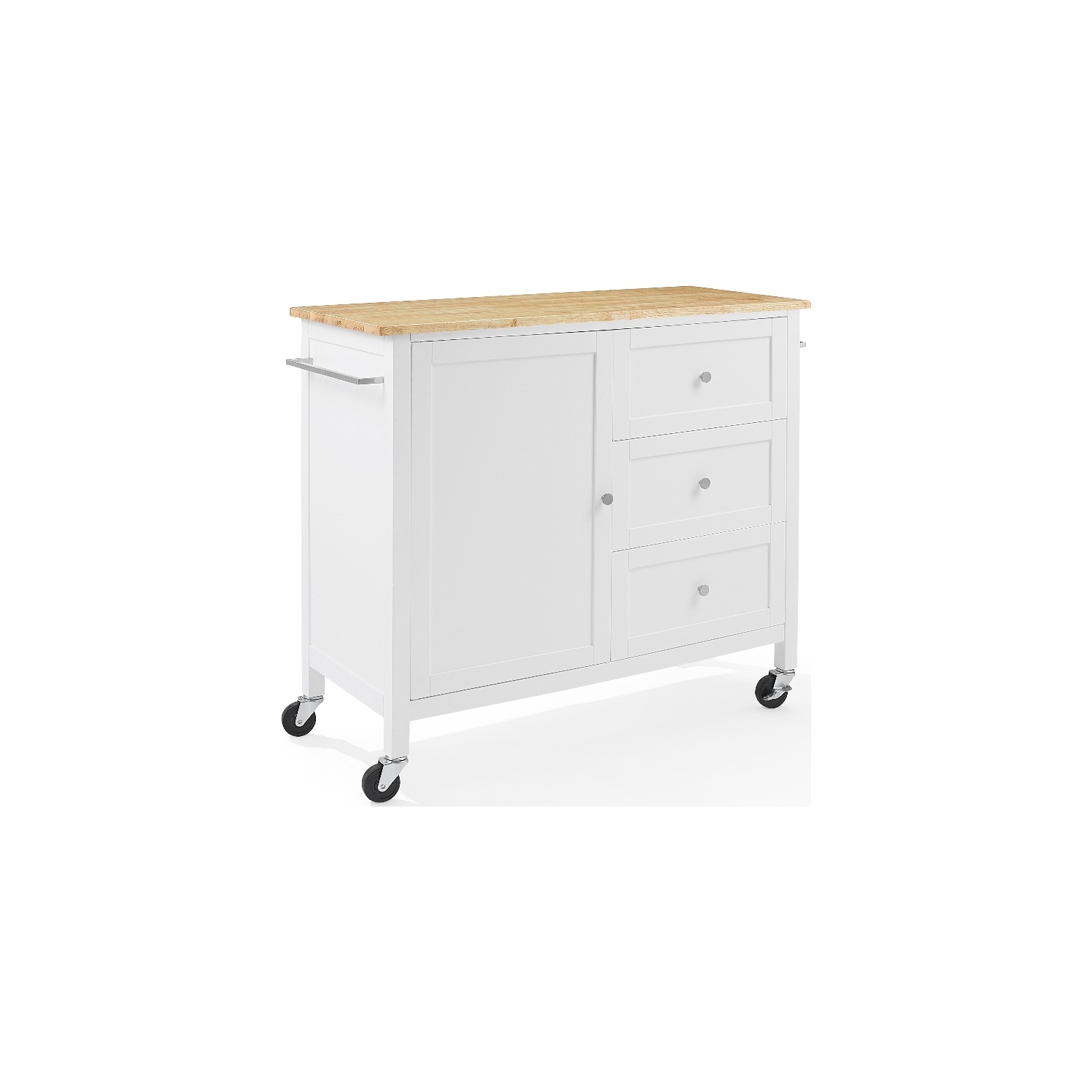 Crosley Furniture Soren Wood Top Kitchen Island/Cart in White/Natural