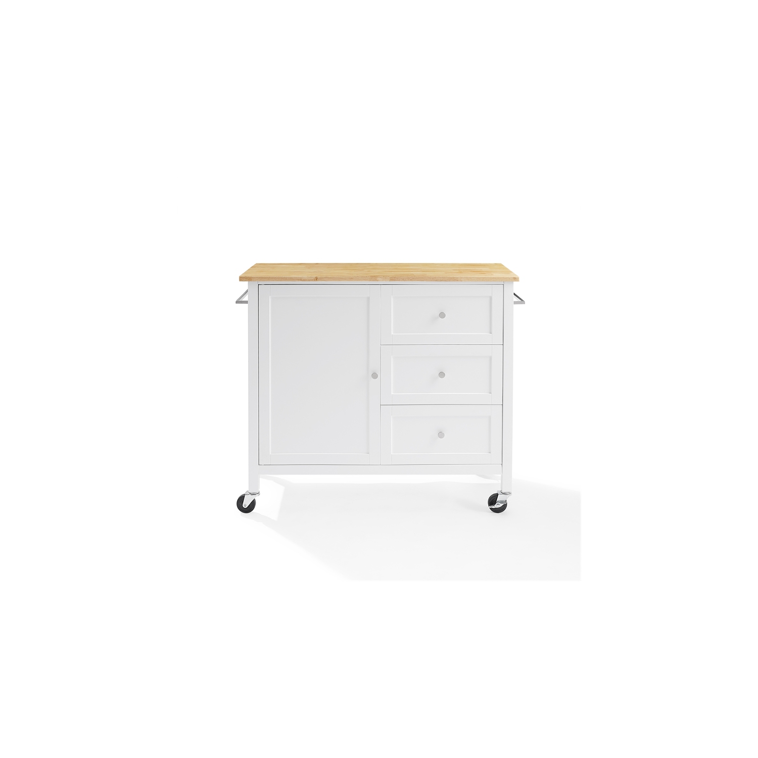 Crosley Furniture Soren Wood Top Kitchen Island/Cart in White/Natural
