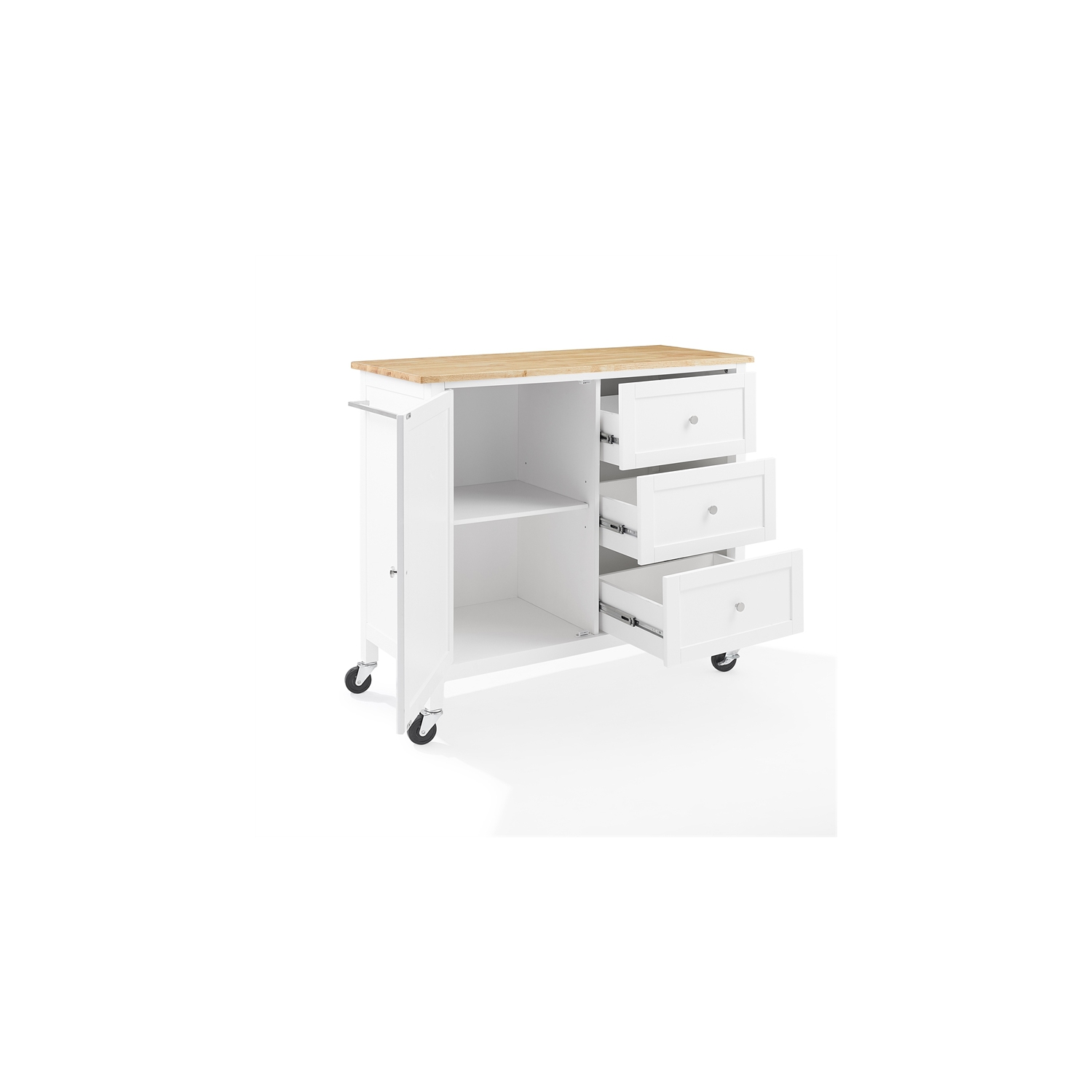 Crosley Furniture Soren Wood Top Kitchen Island/Cart in White/Natural