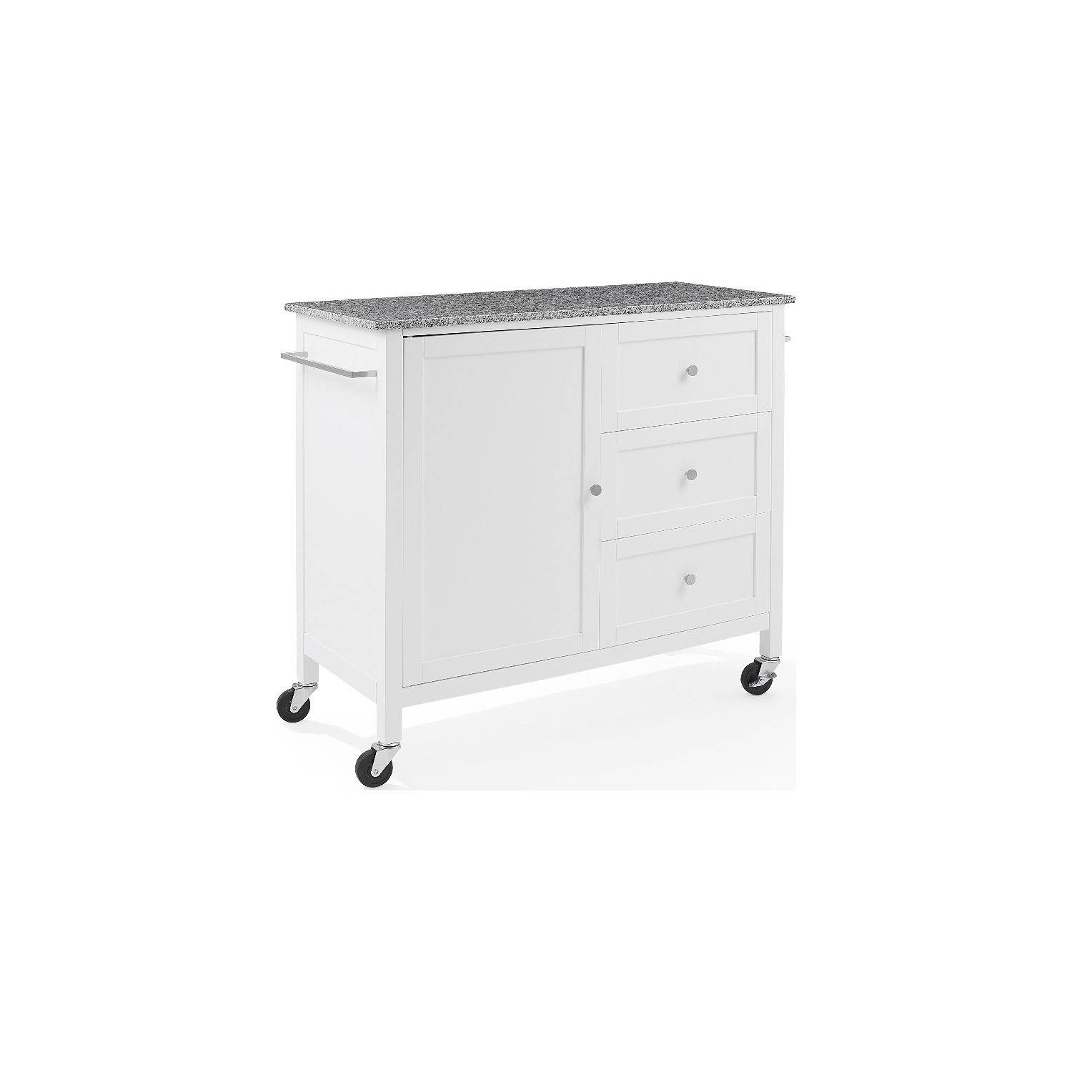 Crosley Furniture Soren Solid Granite Top Kitchen Island/Cart in White/Gray