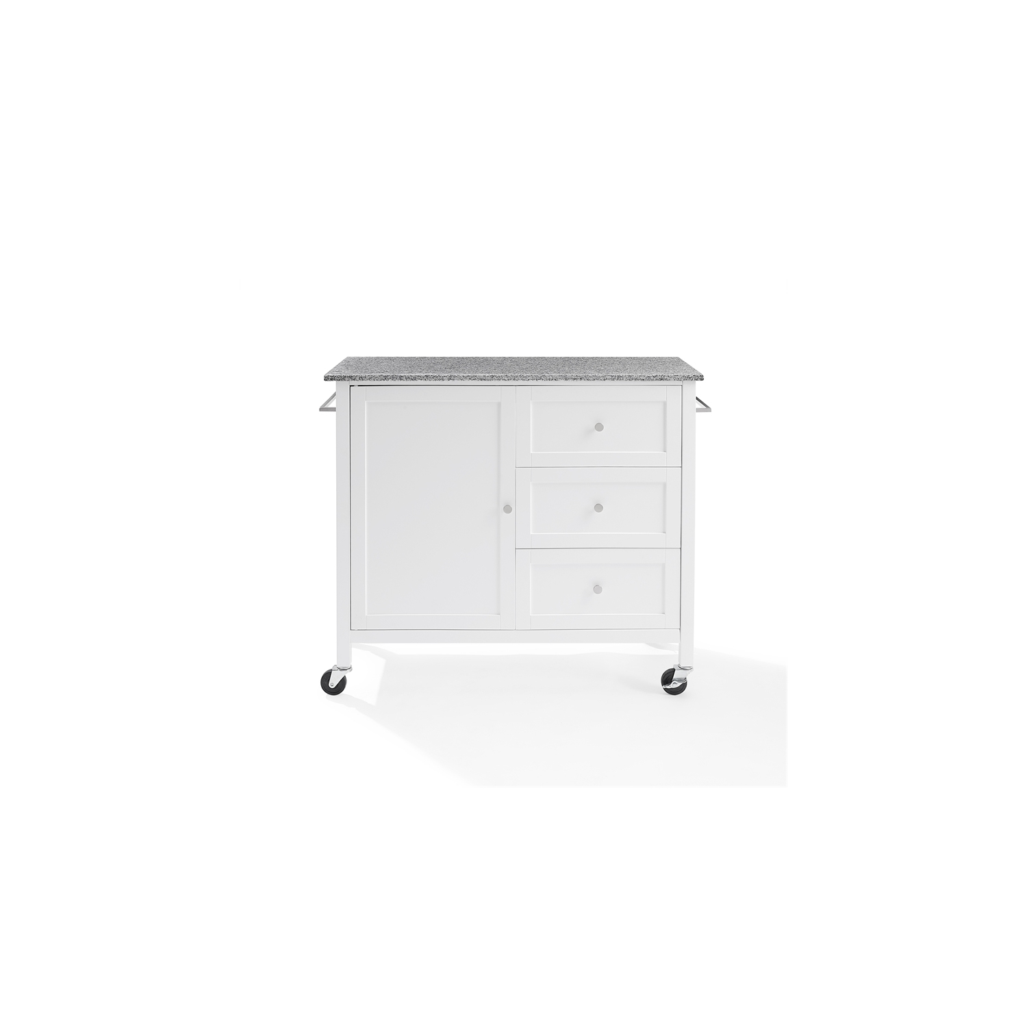 Crosley Furniture Soren Solid Granite Top Kitchen Island/Cart in White/Gray