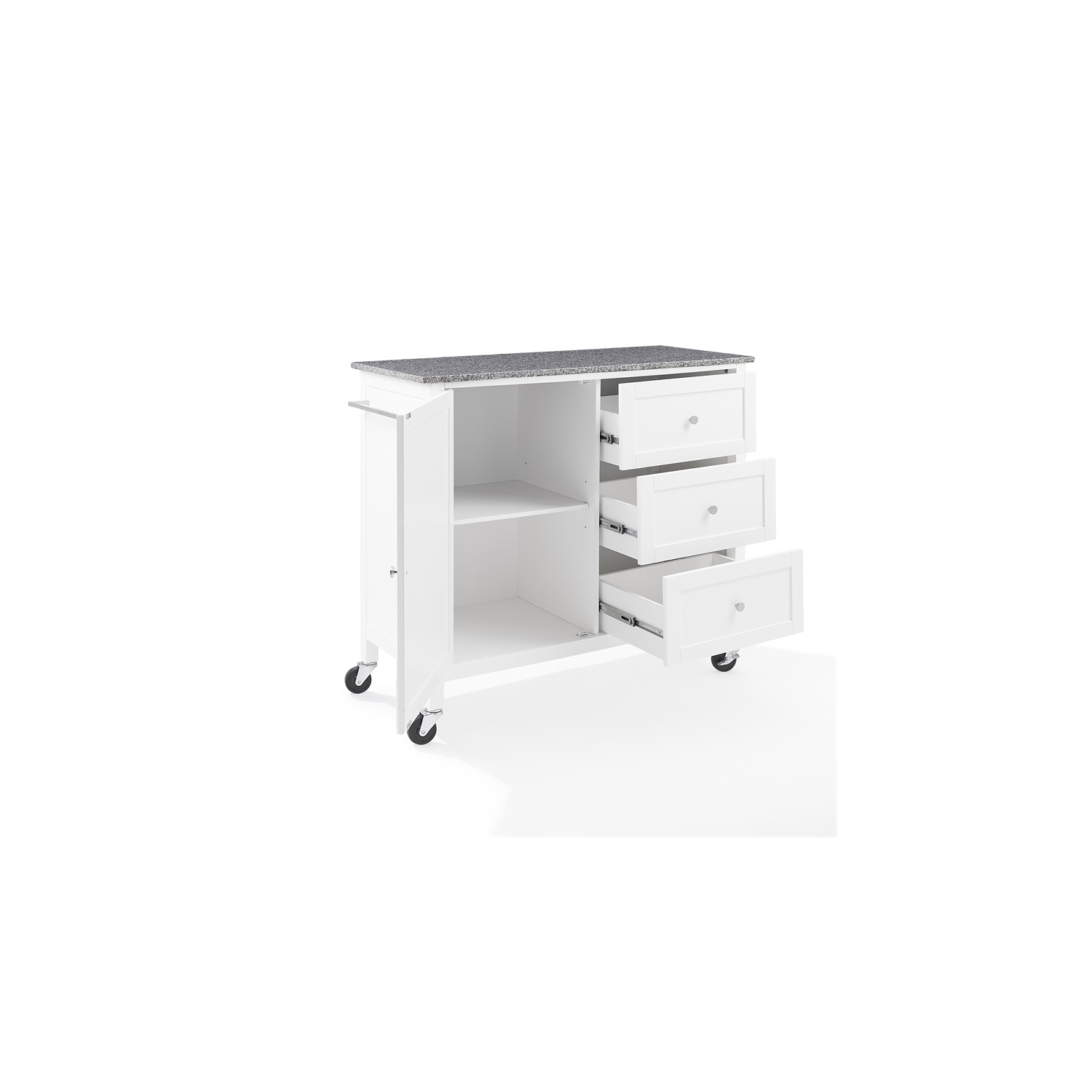 Crosley Furniture Soren Solid Granite Top Kitchen Island/Cart in White/Gray