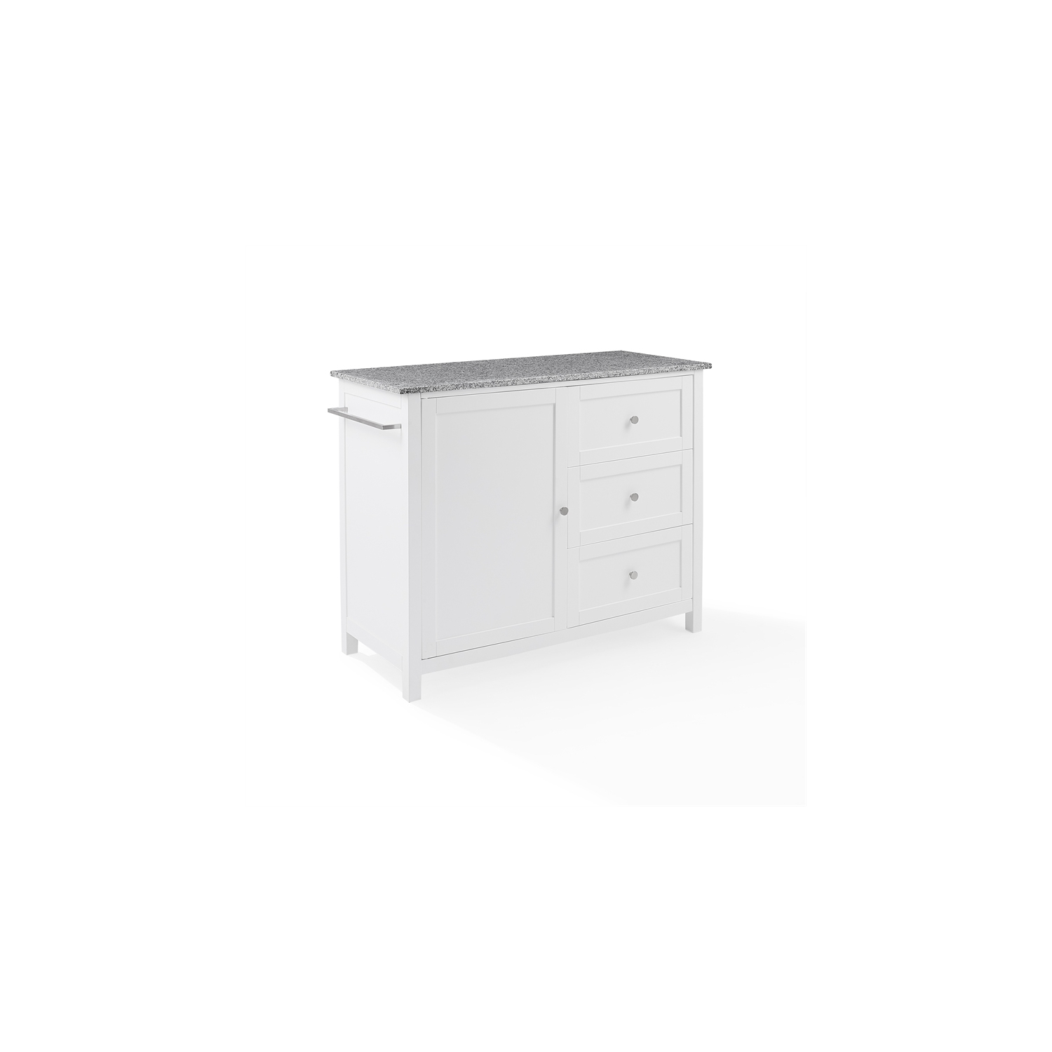 Crosley Furniture Soren Solid Granite Top Kitchen Island/Cart in White/Gray