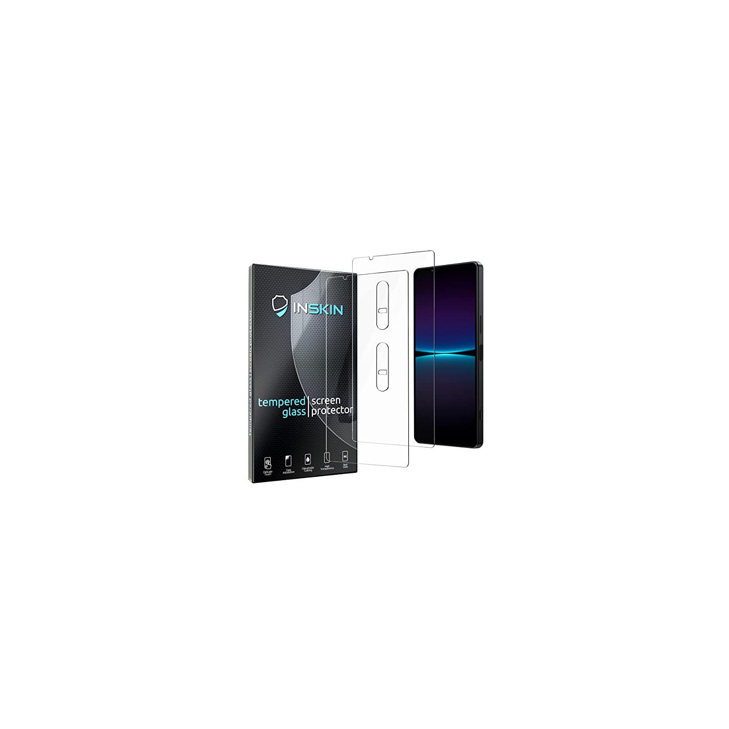 Inskin Screen and Camera Lens Protector for Sony Xperia 1 IV 6.5 inch [2022] - 2+2 Pack, Case Friendly Tempered Glass Fi