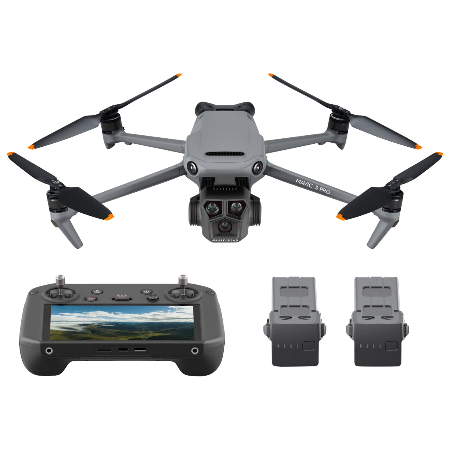 DJI Mavic 3 Pro Fly More Combo Drone and Remote Control with Built-in Screen (DJI RC Pro) - Gray