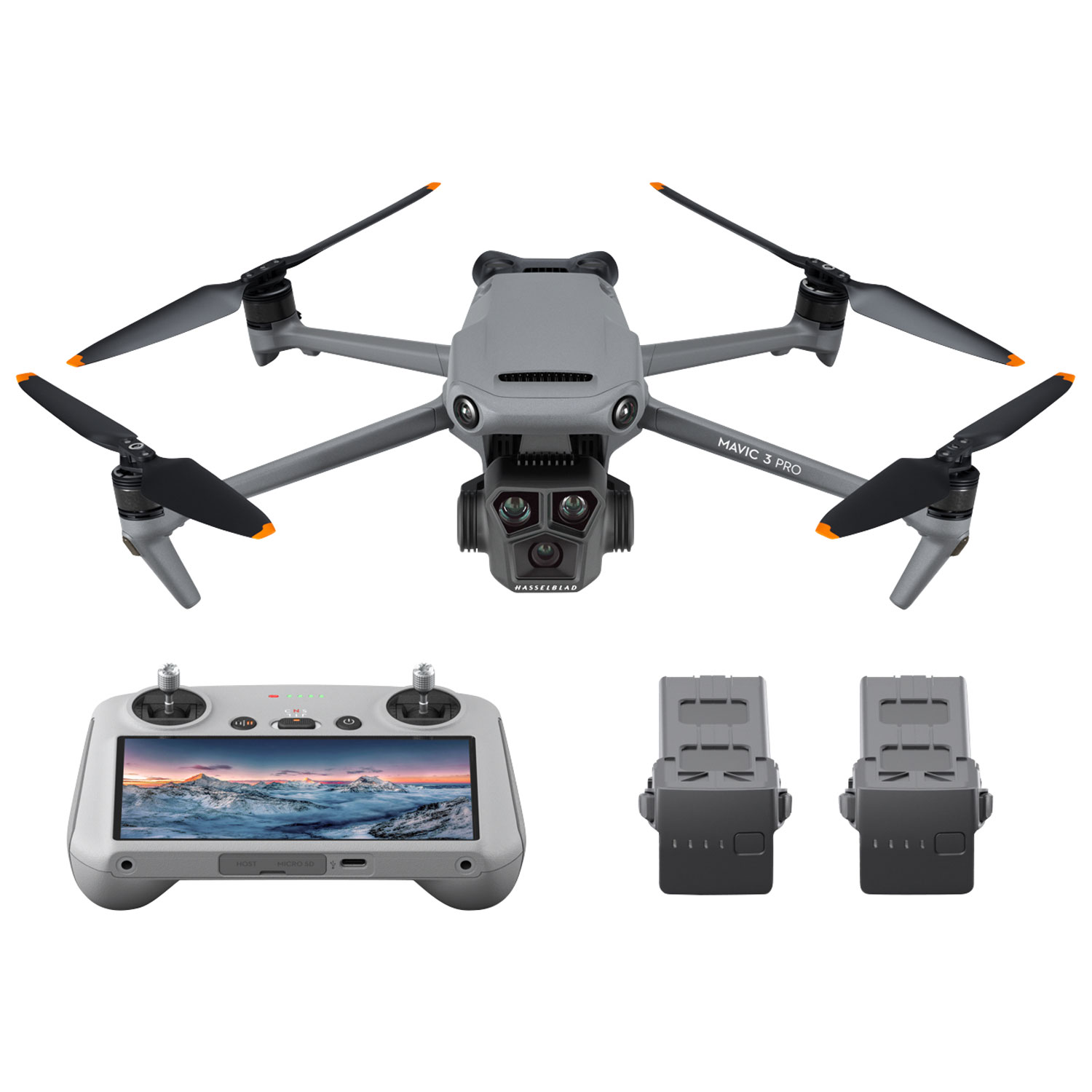 DJI Mavic 3 Pro Fly More Combo Drone and Remote Control with Built-in Screen (DJI RC) - Gray