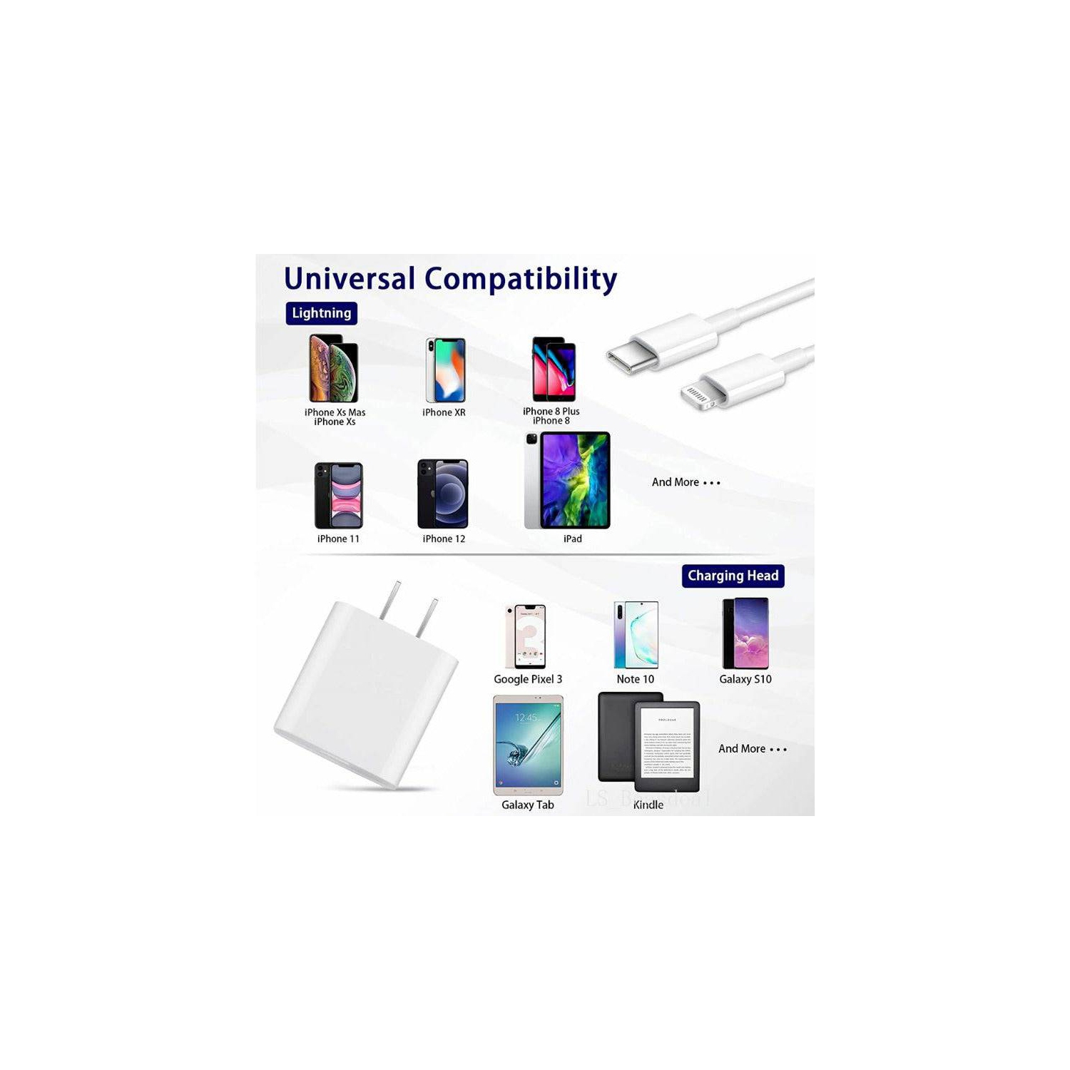 Adaptateur d’alimentation USB-C de 20 W au bloc pour chargeur mural rapide iPhone 13 11 iPad de Samsung