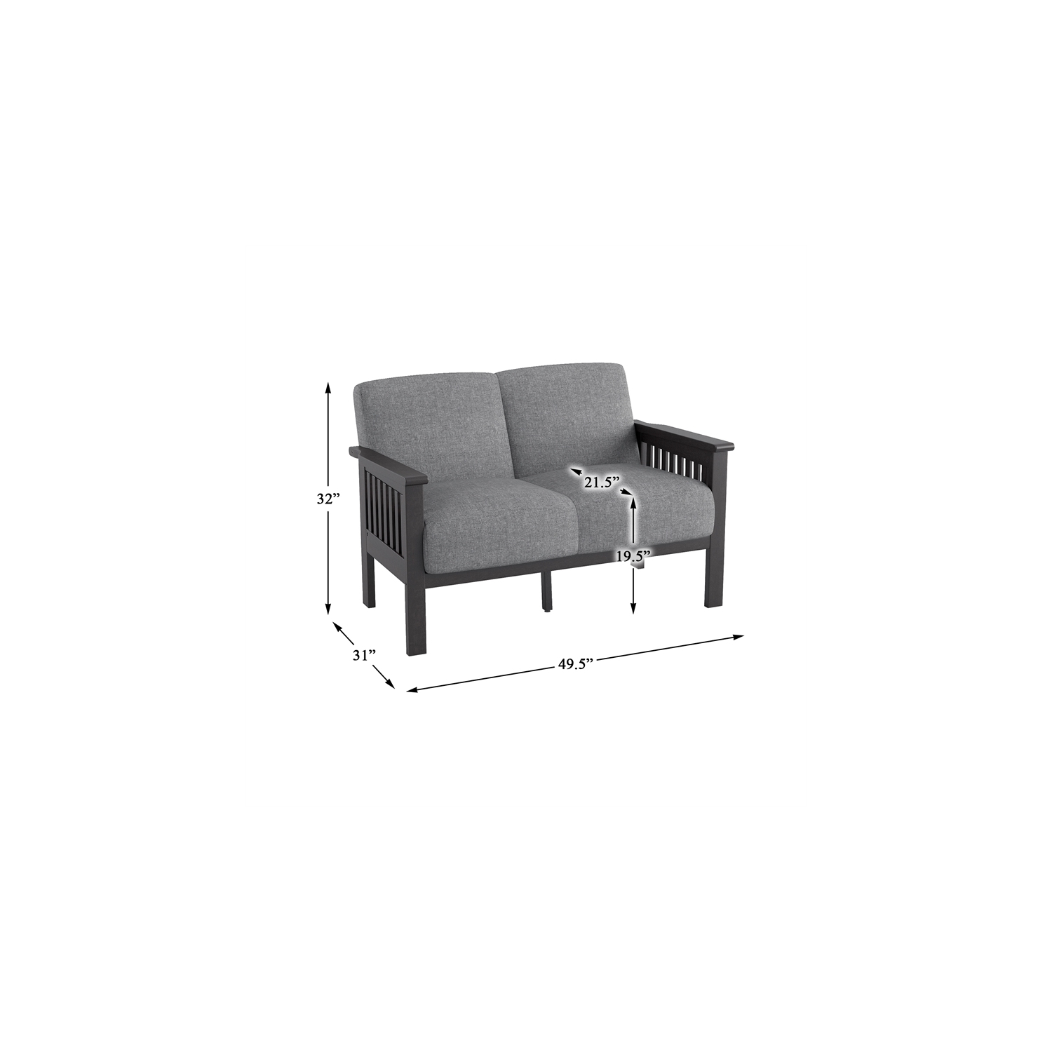 Causeuse recouverte de tissu Lewiston de Lexicon en gris et gris antique