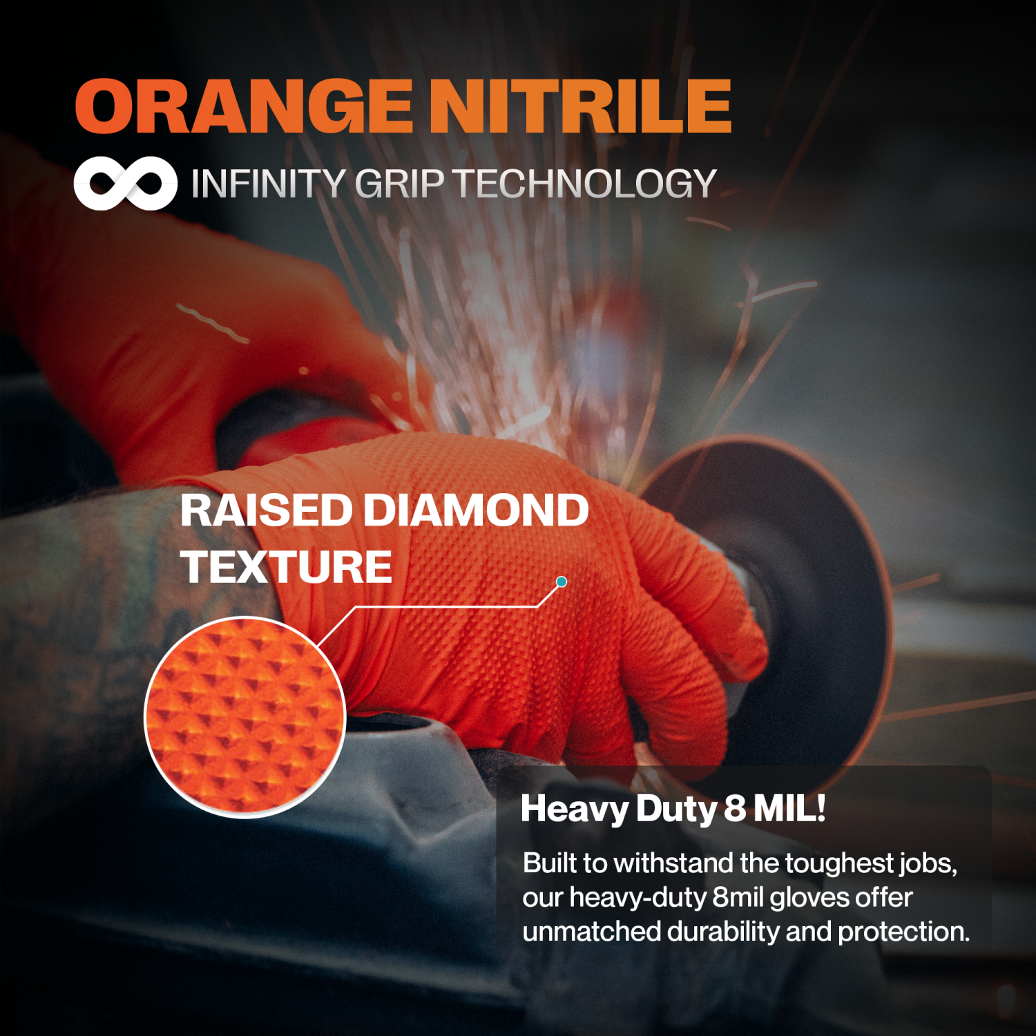 SureSafe Nitrile Diamond Grip Heavy Duty 8MIL 100/Box