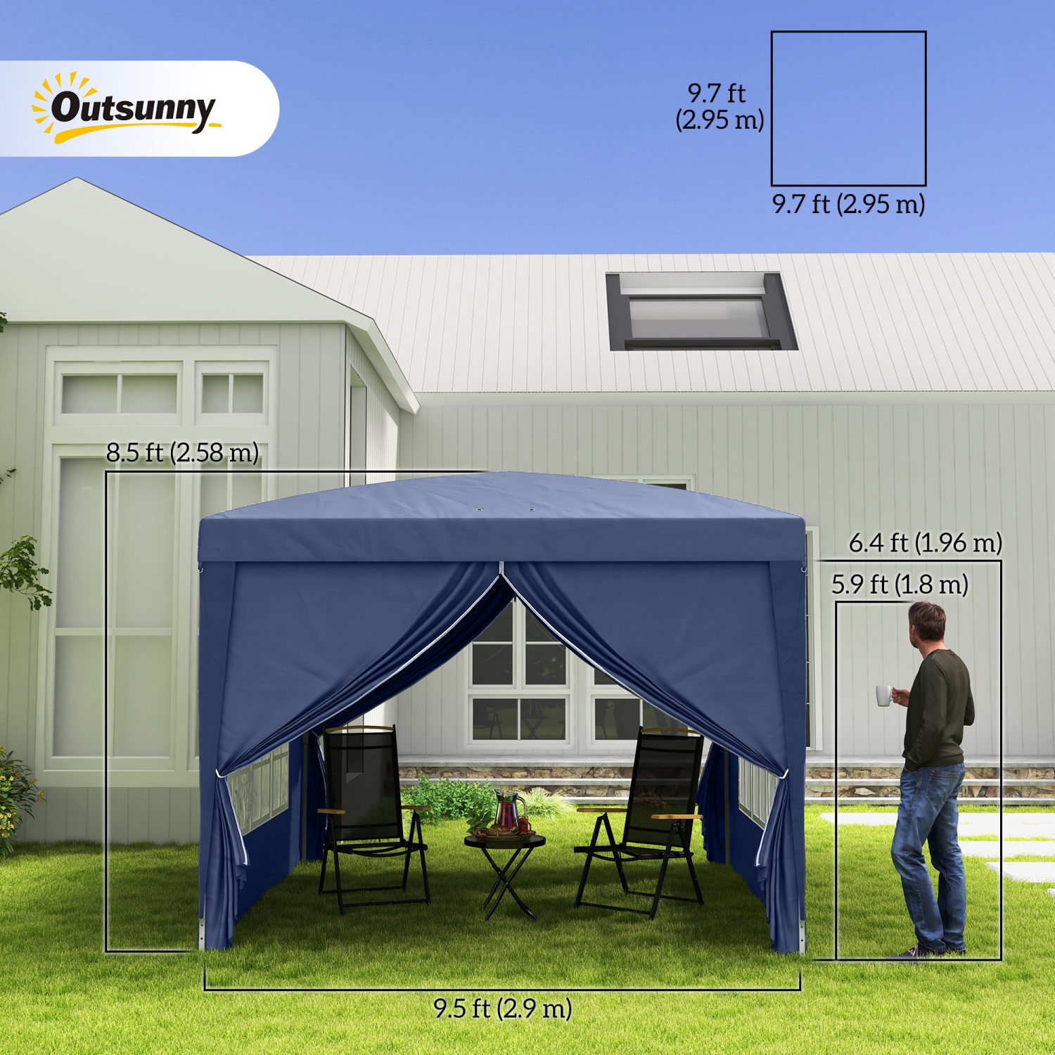Outsunny 10'x10' Outdoor Pop Up Party Tent Gazebo Canopy with Carrying Bag