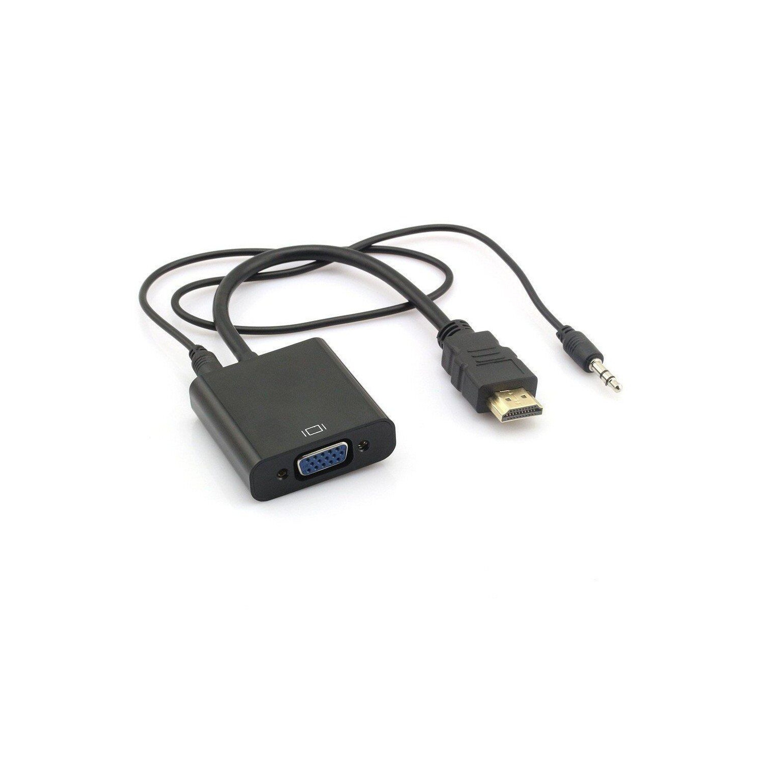 Câble adaptateur convertisseur vidéo HDMI vers VGA 1080p mâle vers VGA femelle pour projecteurs TVHD PC portables et plus d’appareils avec entrée HDMI