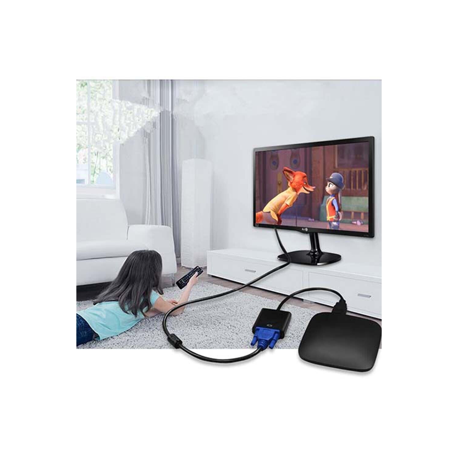 Câble adaptateur convertisseur vidéo HDMI vers VGA 1080p mâle vers VGA femelle pour projecteurs TVHD PC portables et plus d’appareils avec entrée HDMI