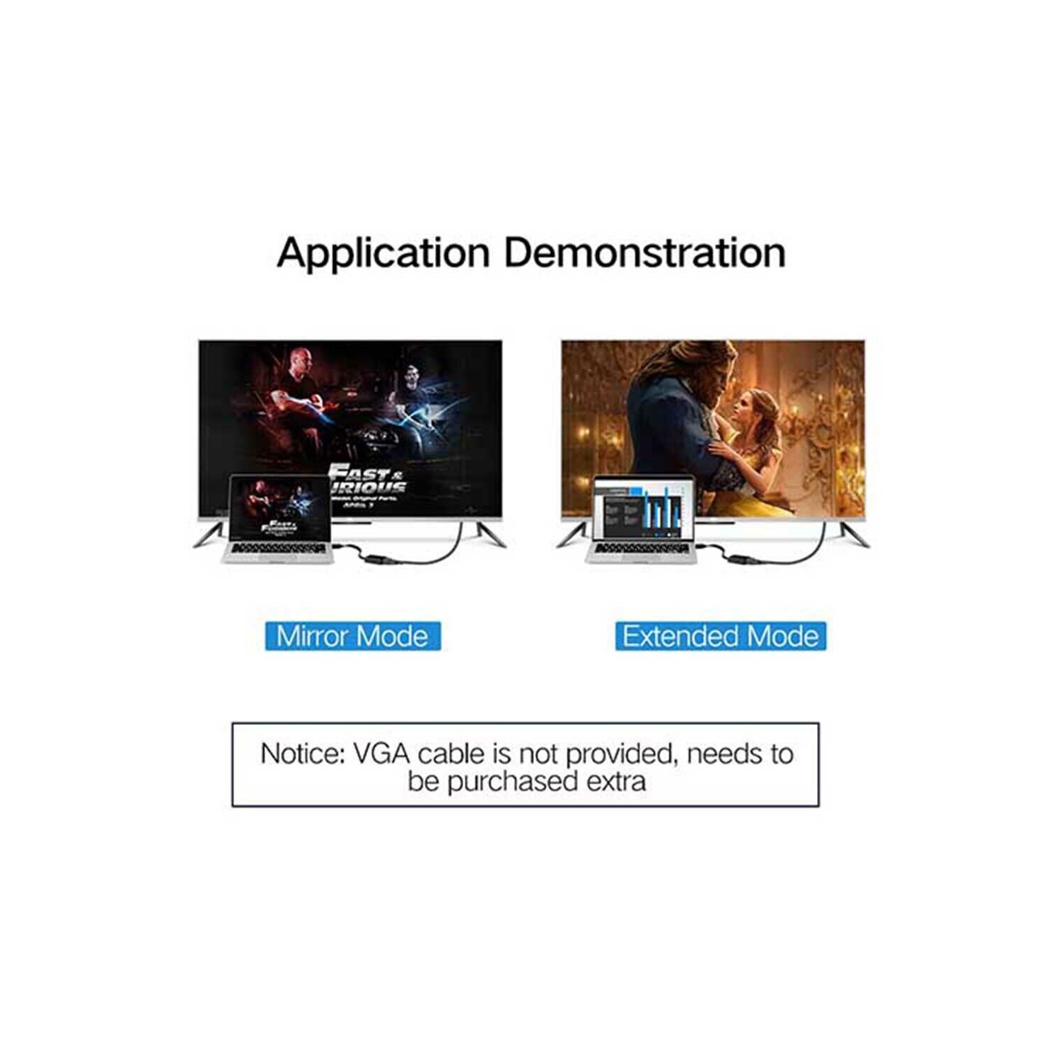 Câble adaptateur convertisseur vidéo HDMI vers VGA 1080p mâle vers VGA femelle pour projecteurs TVHD PC portables et plus d’appareils avec entrée HDMI