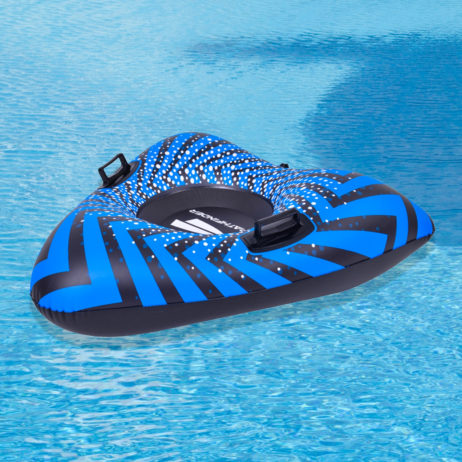 39" Inflatable Black and Blue Ride-On Pool Float or Snow Tube